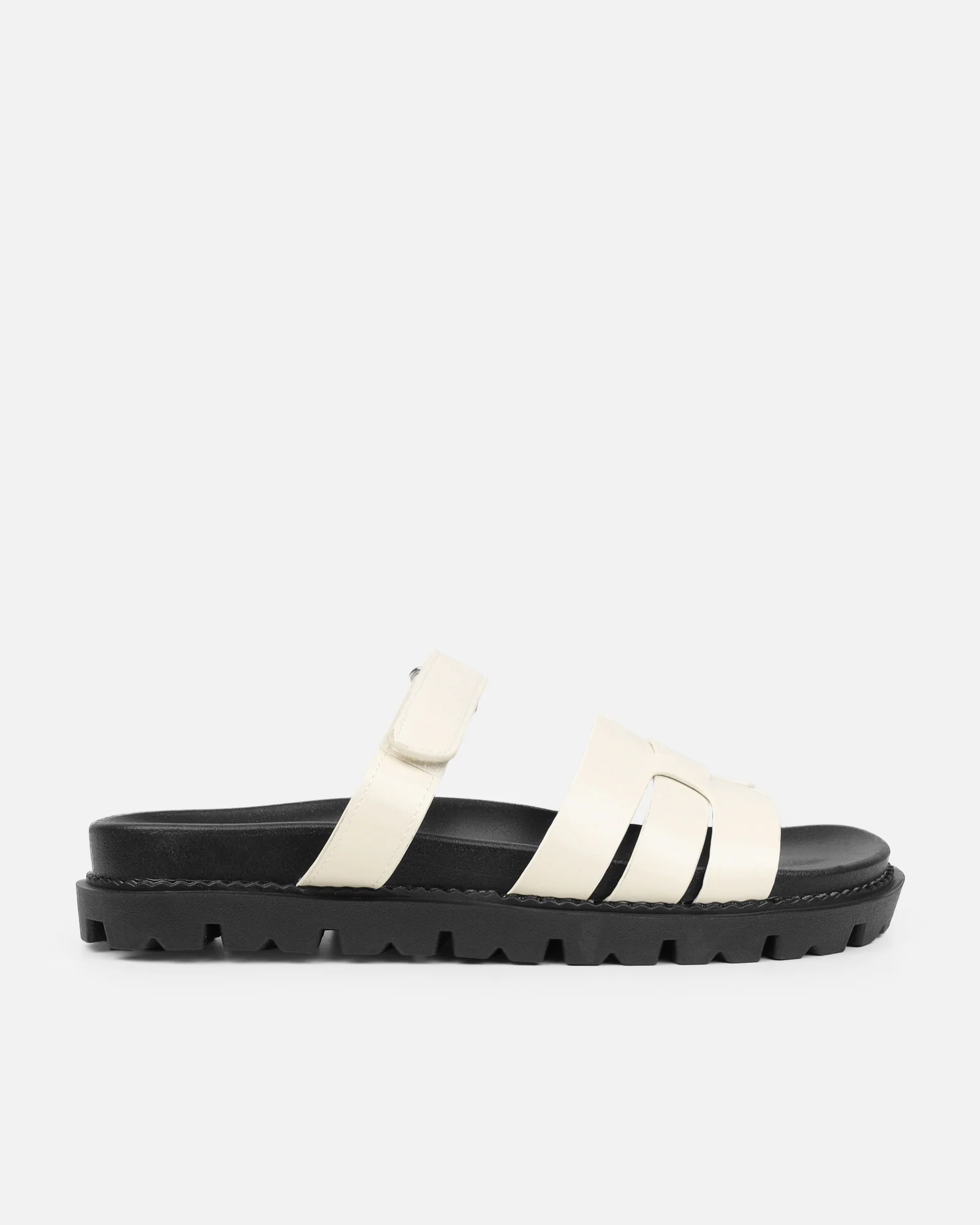 Adelle Ecru Box Chunky Footbed Slides - Image 2