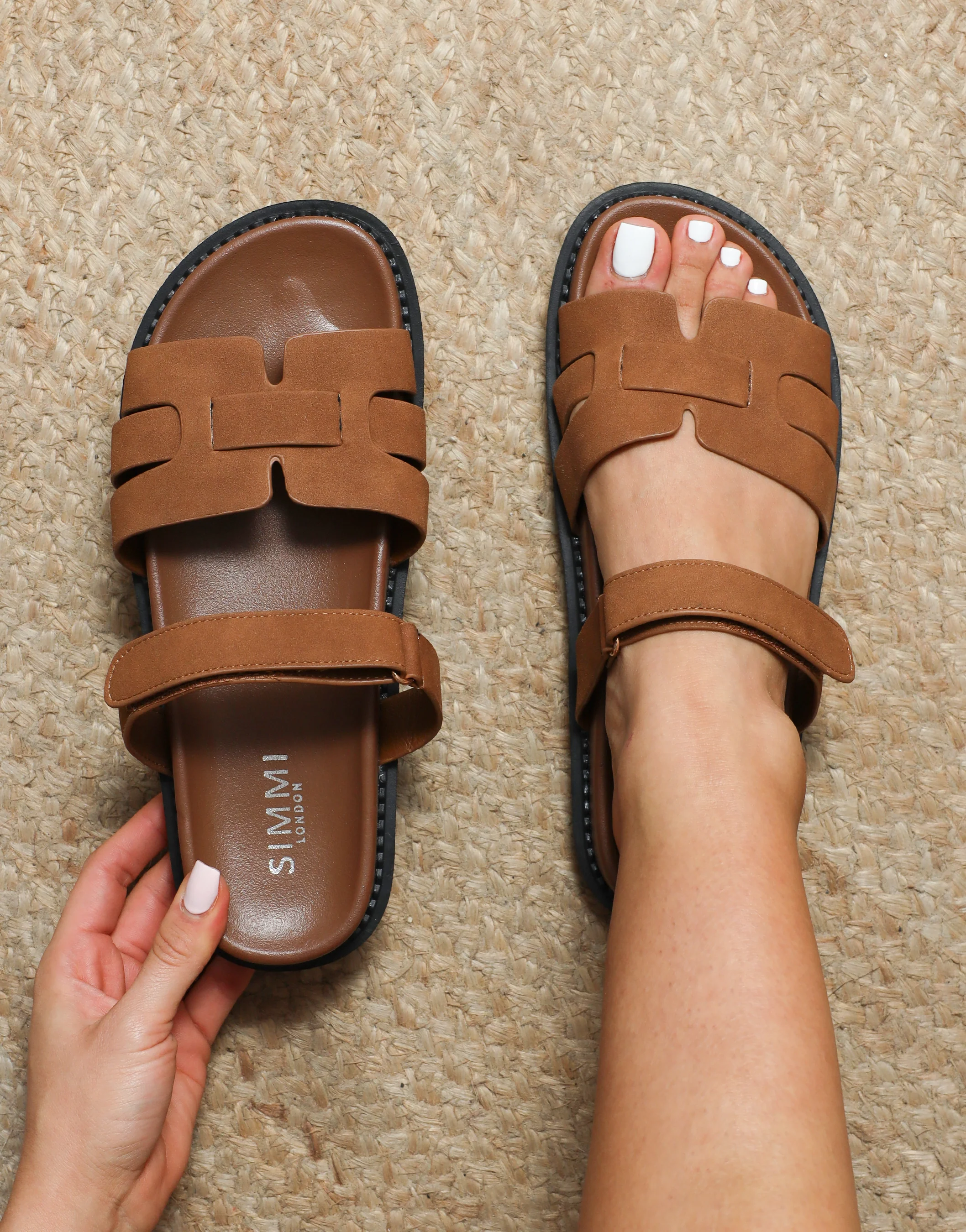 Adelle Tan Nubuck Chunky Footbed Slides