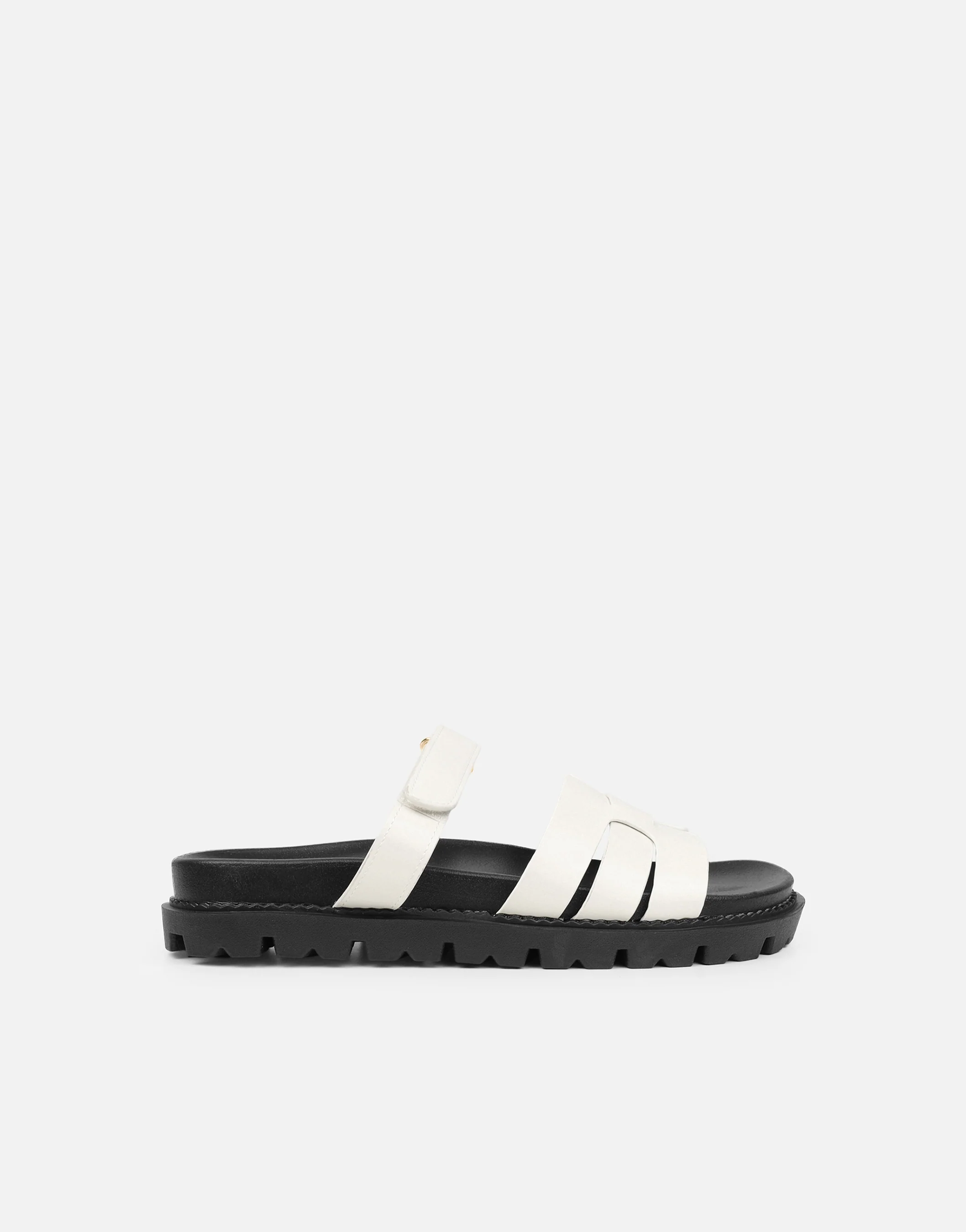Adelle White Box Chunky Footbed Slides - Image 2