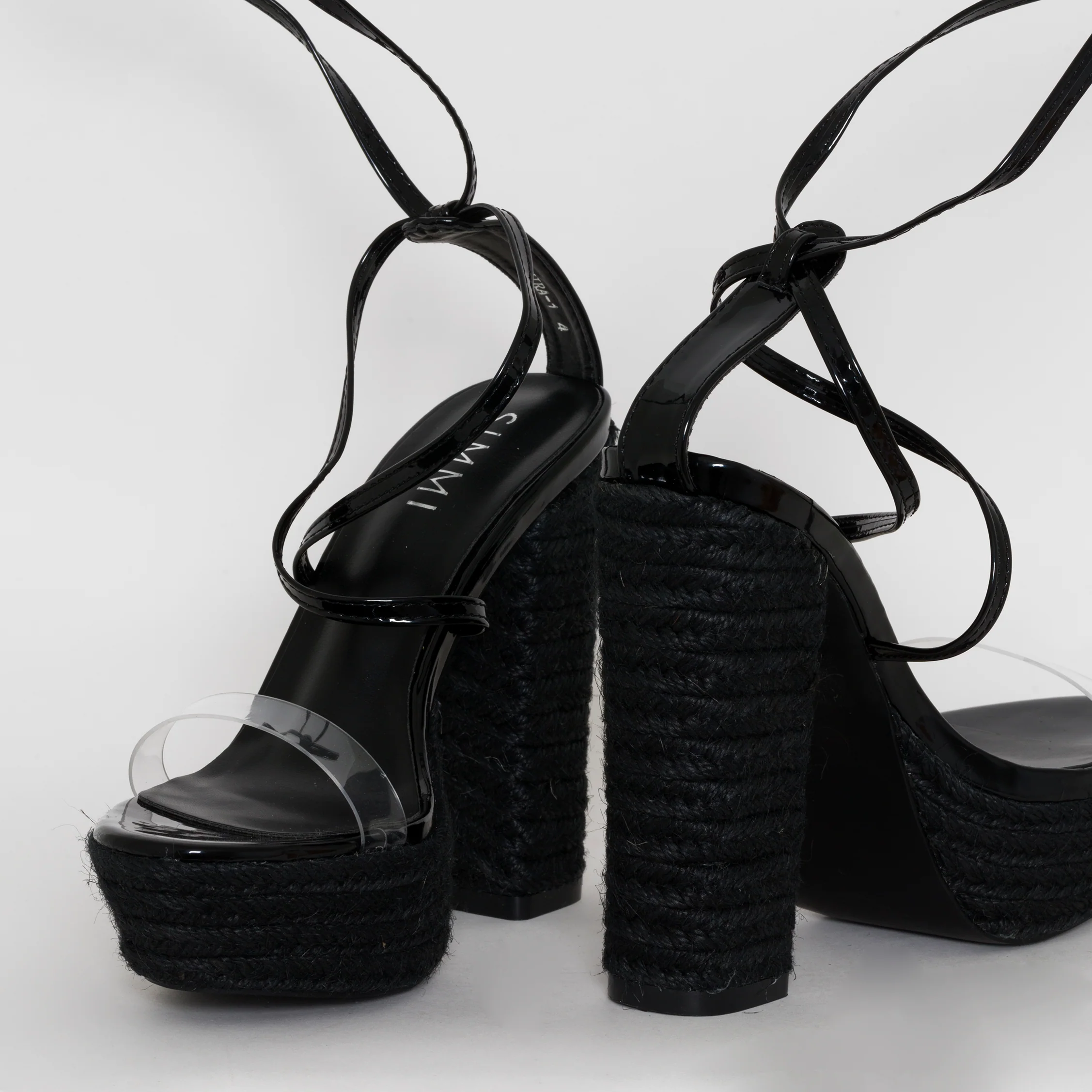Akira Black Patent Lace Up Platform Heels - Image 4