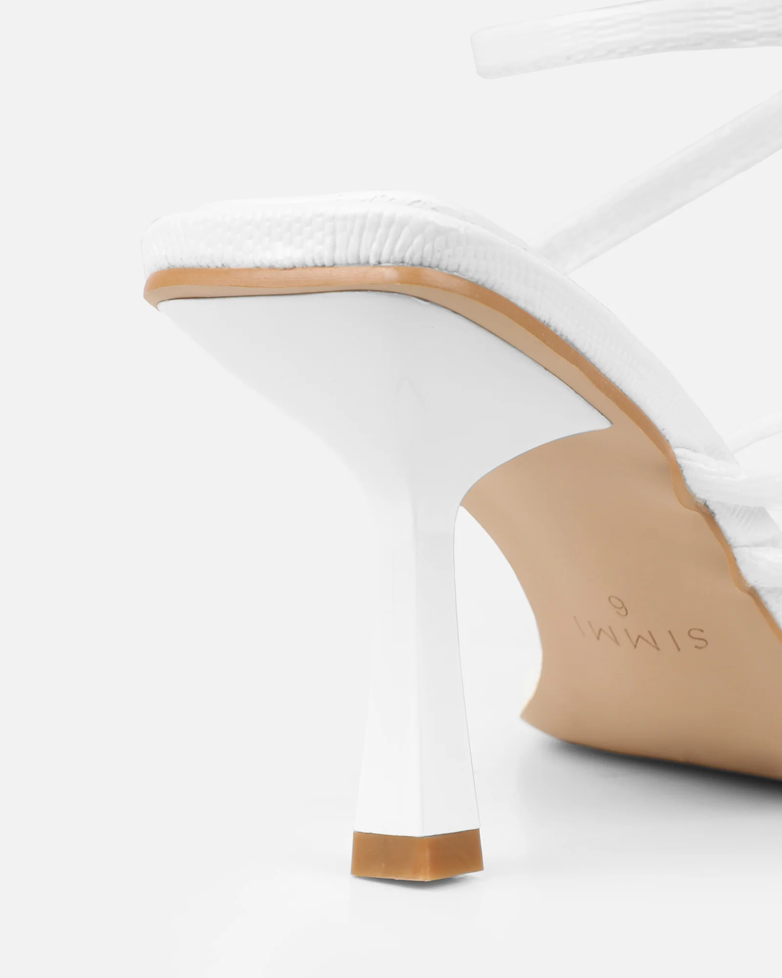 Alii White Lizard Effect Spiral Mid Heeled Sandals - Image 3