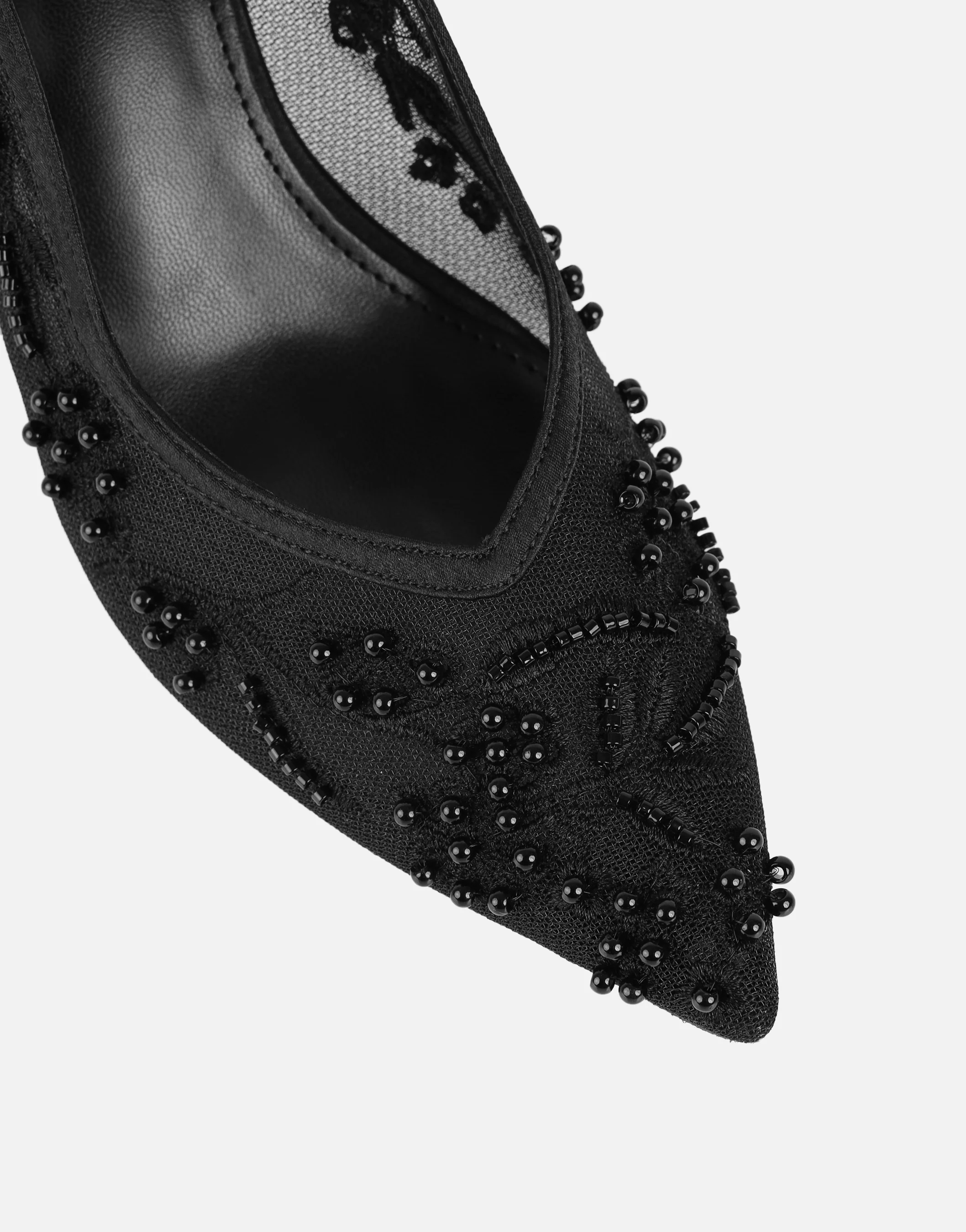 Alizia Black Mesh Embellished Wide Fit Slingback Courts - Image 4