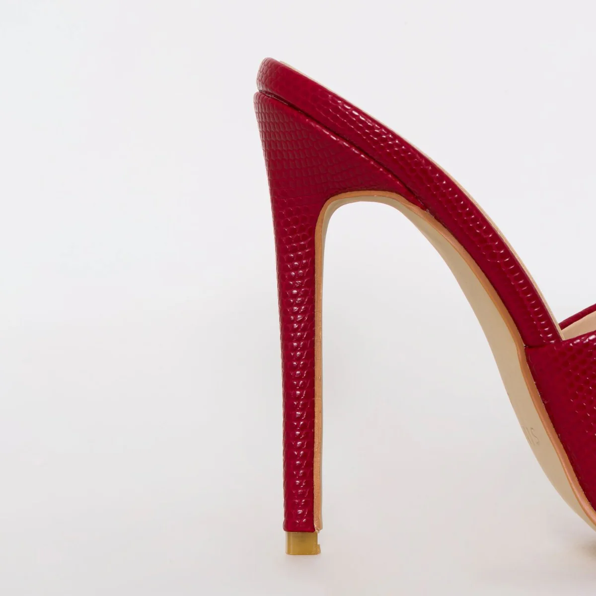 Amalie Red Snake Print Stiletto Mule Heels - Image 3