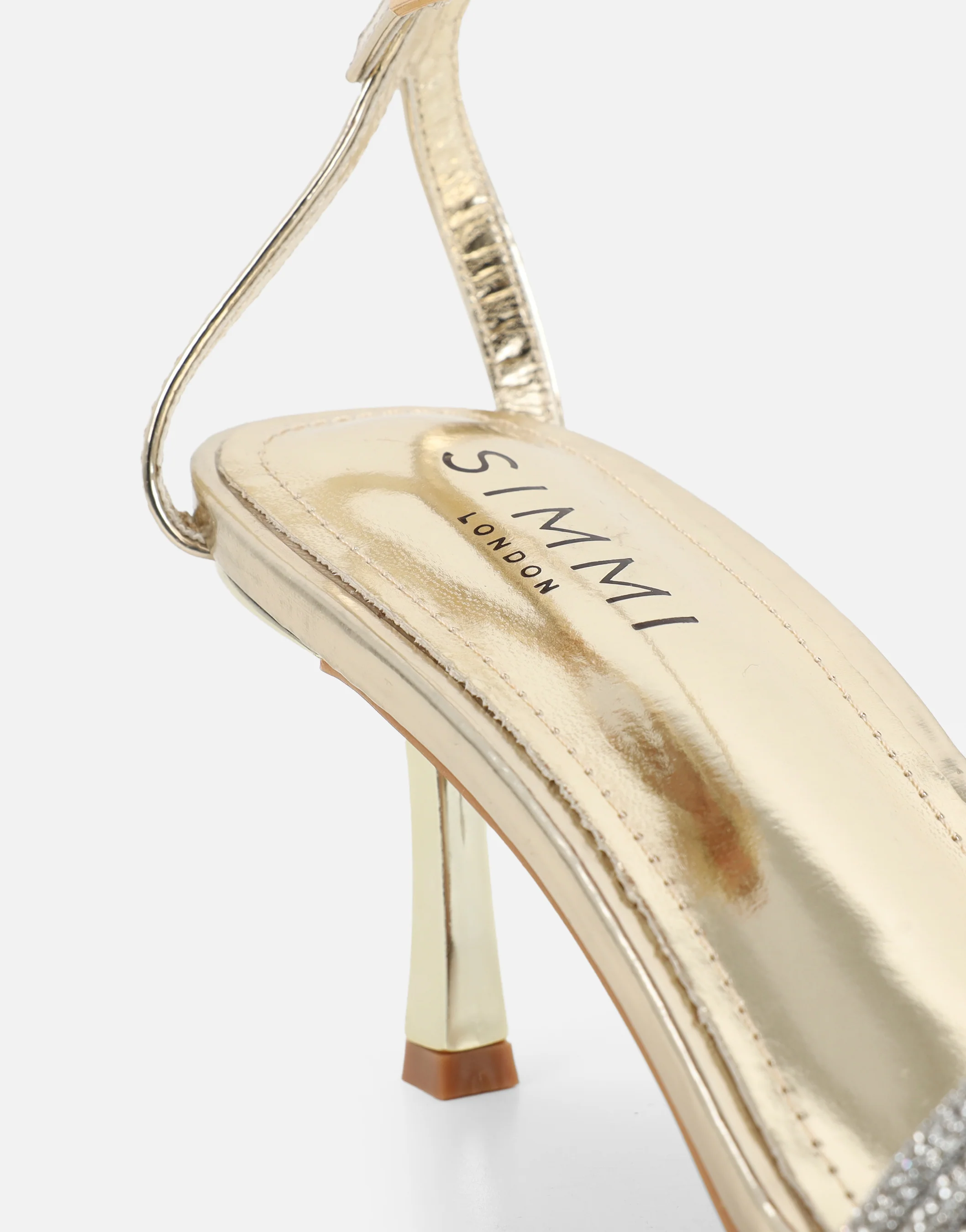 Anha Gold Mirror Diamante Knot Heeled Sandals - Image 3