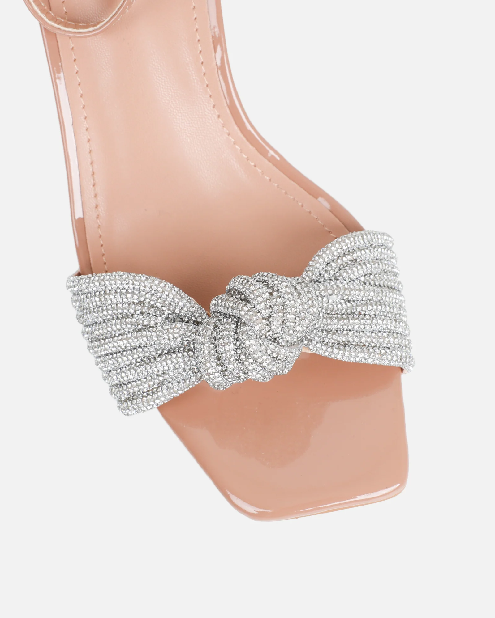 Anha Nude Patent Diamante Knot Heeled Sandals - Image 4