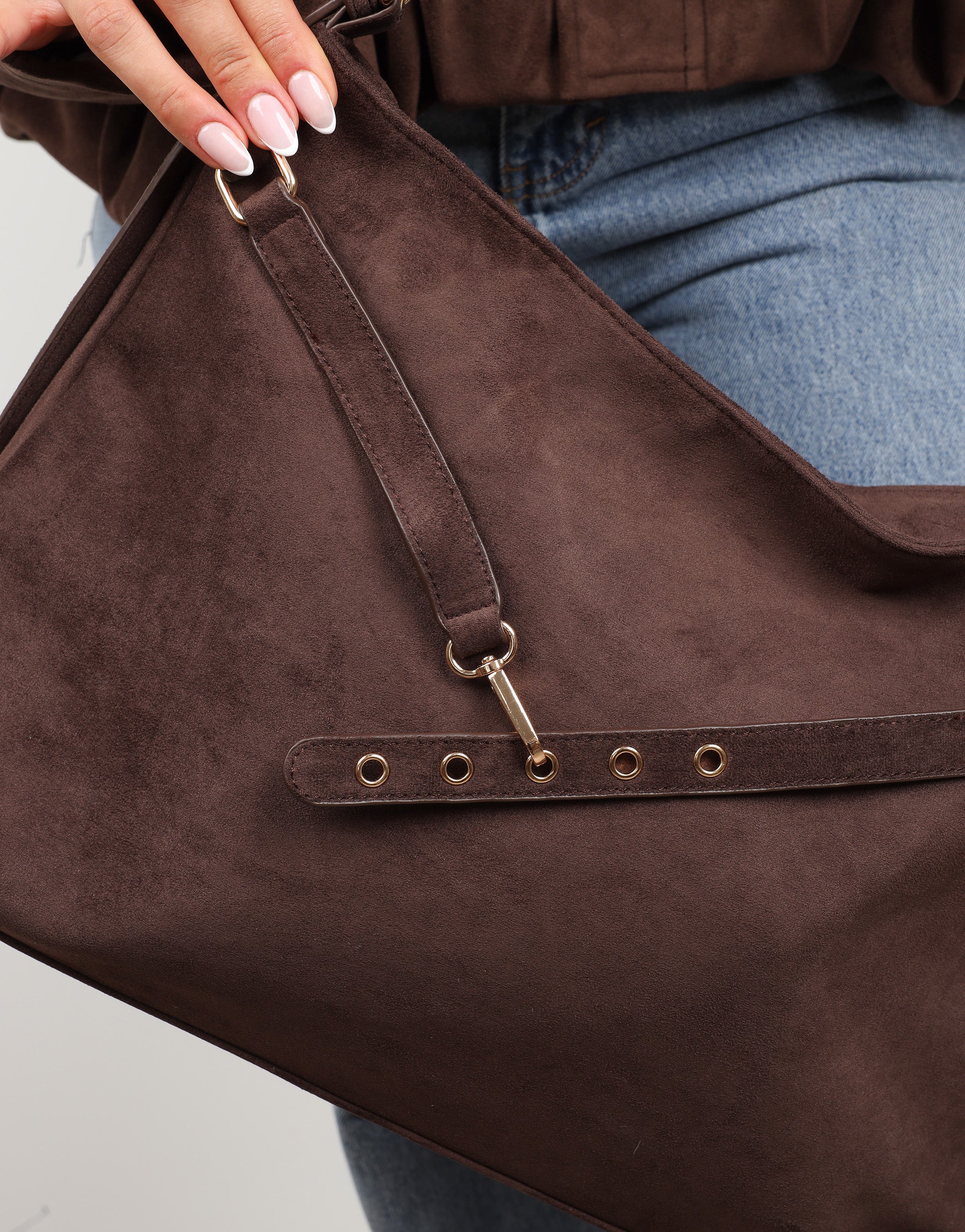 Artemis Brown Suede Shoulder Bag - Image 3