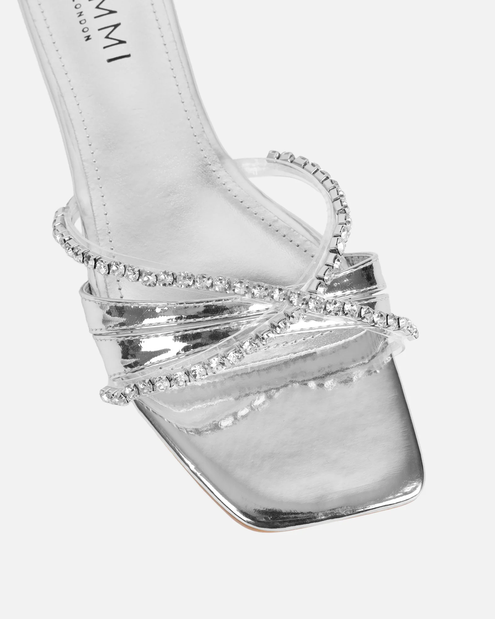 Astana Silver Mirror Diamante Flat Sandals - Image 5
