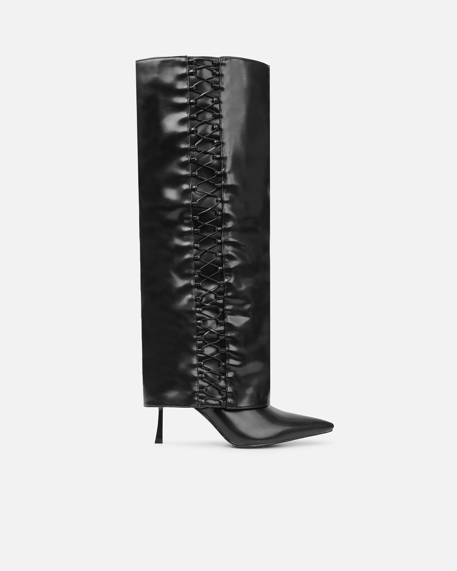 Axis Black Laced Fold Over Boots - Image 2