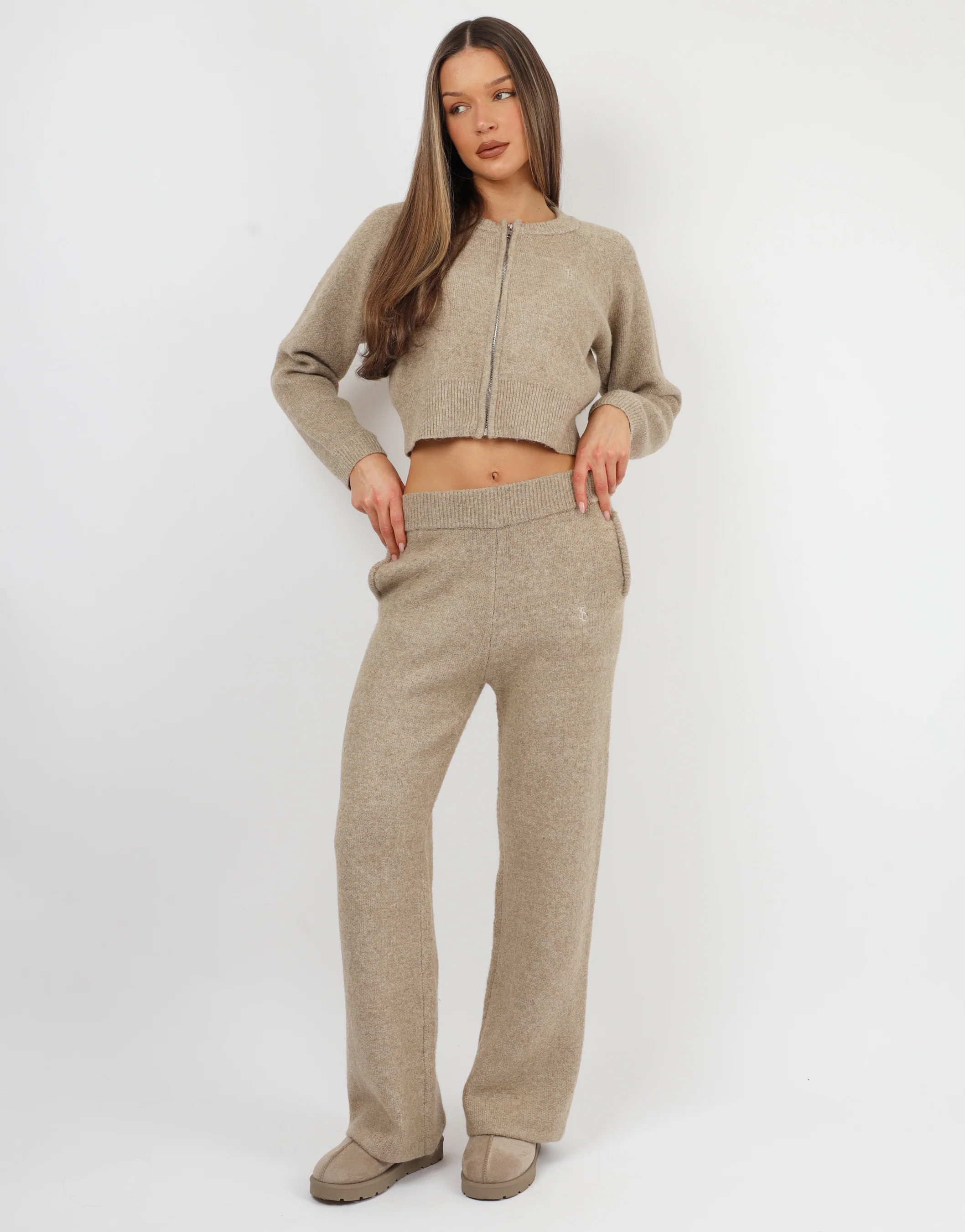 Ayla Simmi Studios Bomber Knit Jacket In Oatmeal - Image 3