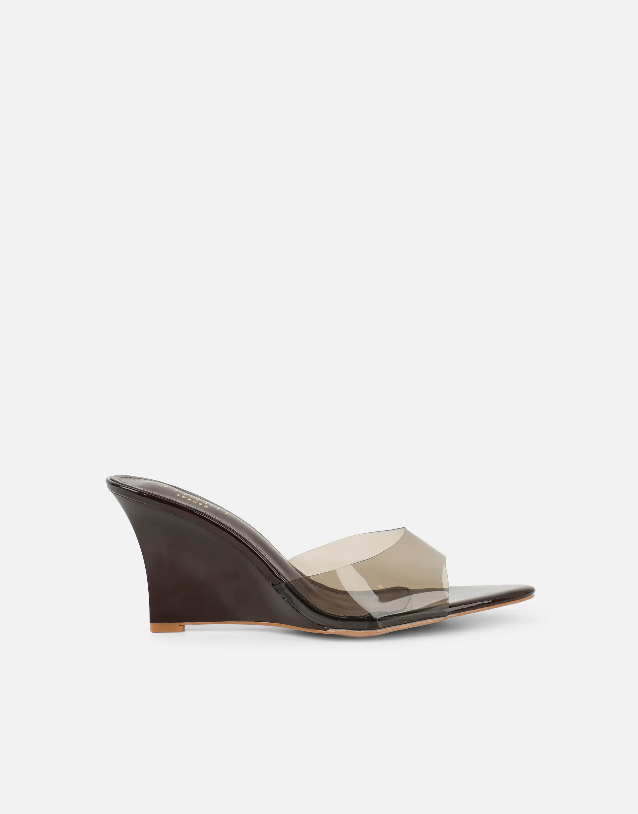 Belize Brown Patent Mule Wedges - Image 2