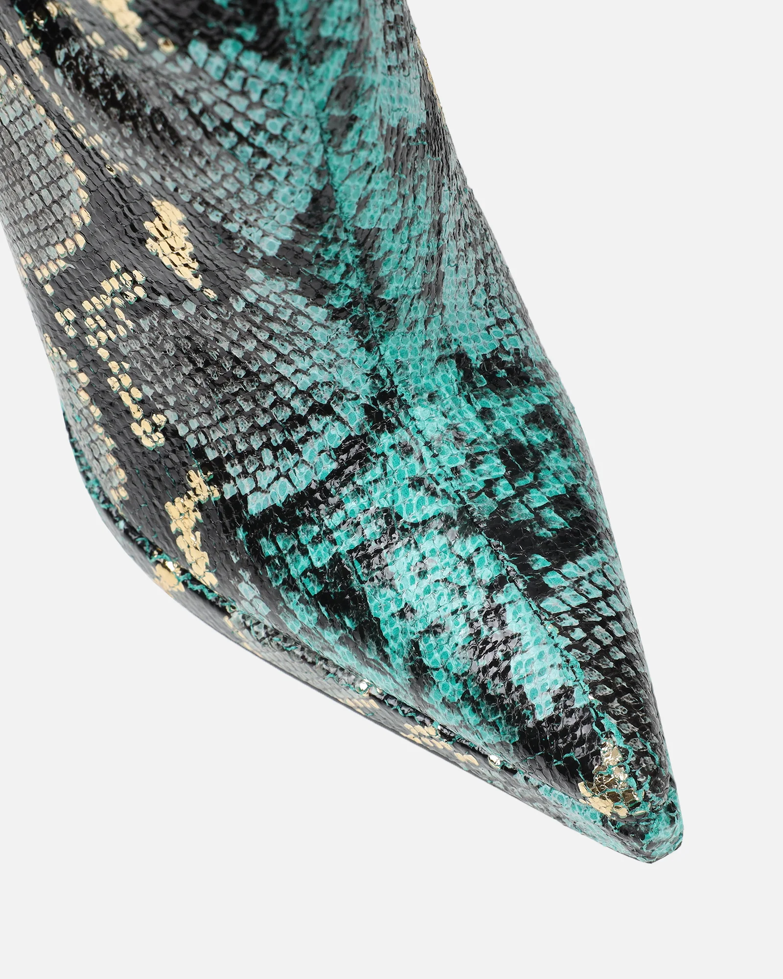 Bentoni Green Snake Effect Knee Boots - Image 4