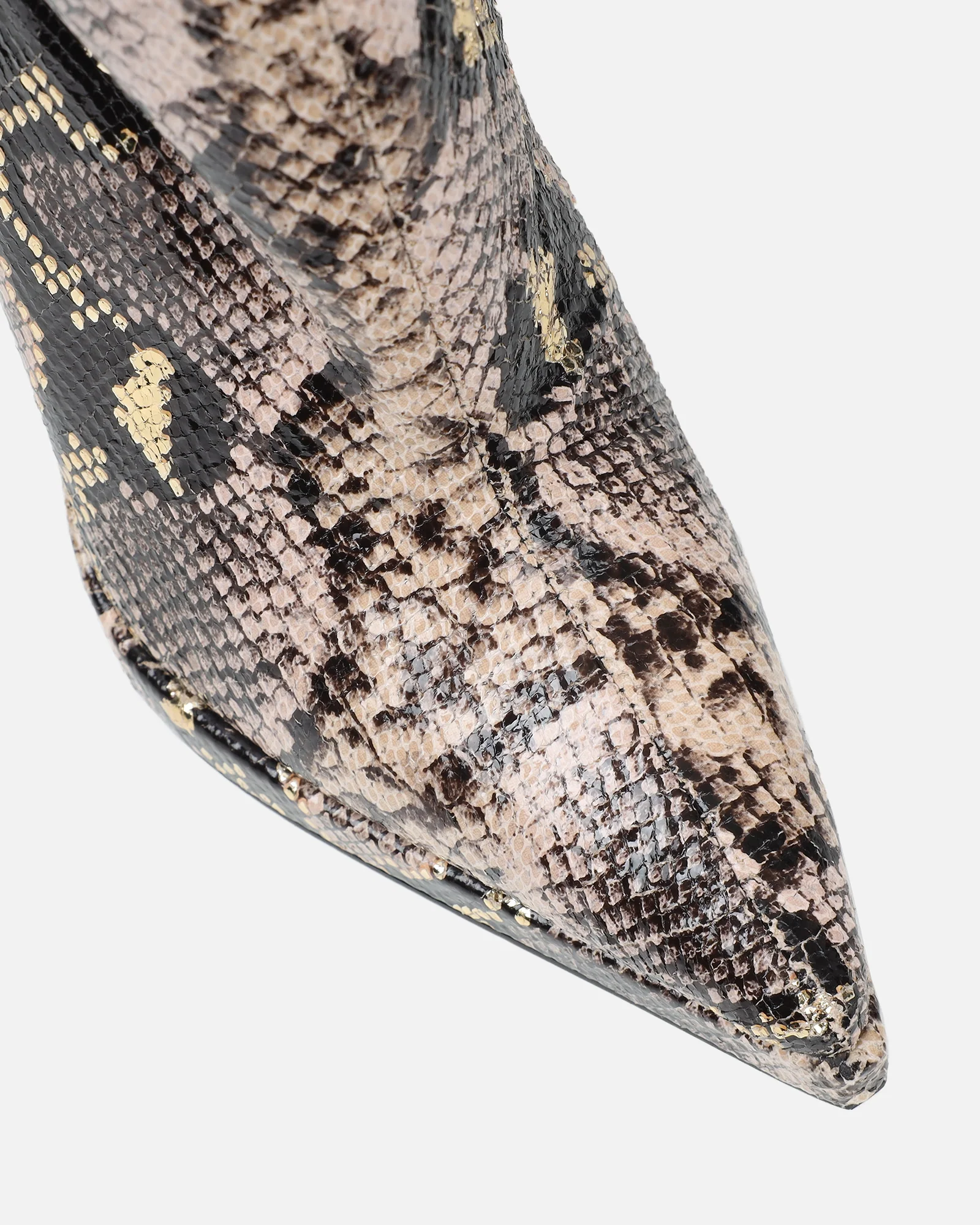 Bentoni Beige Snake Effect Knee Boots - Image 4