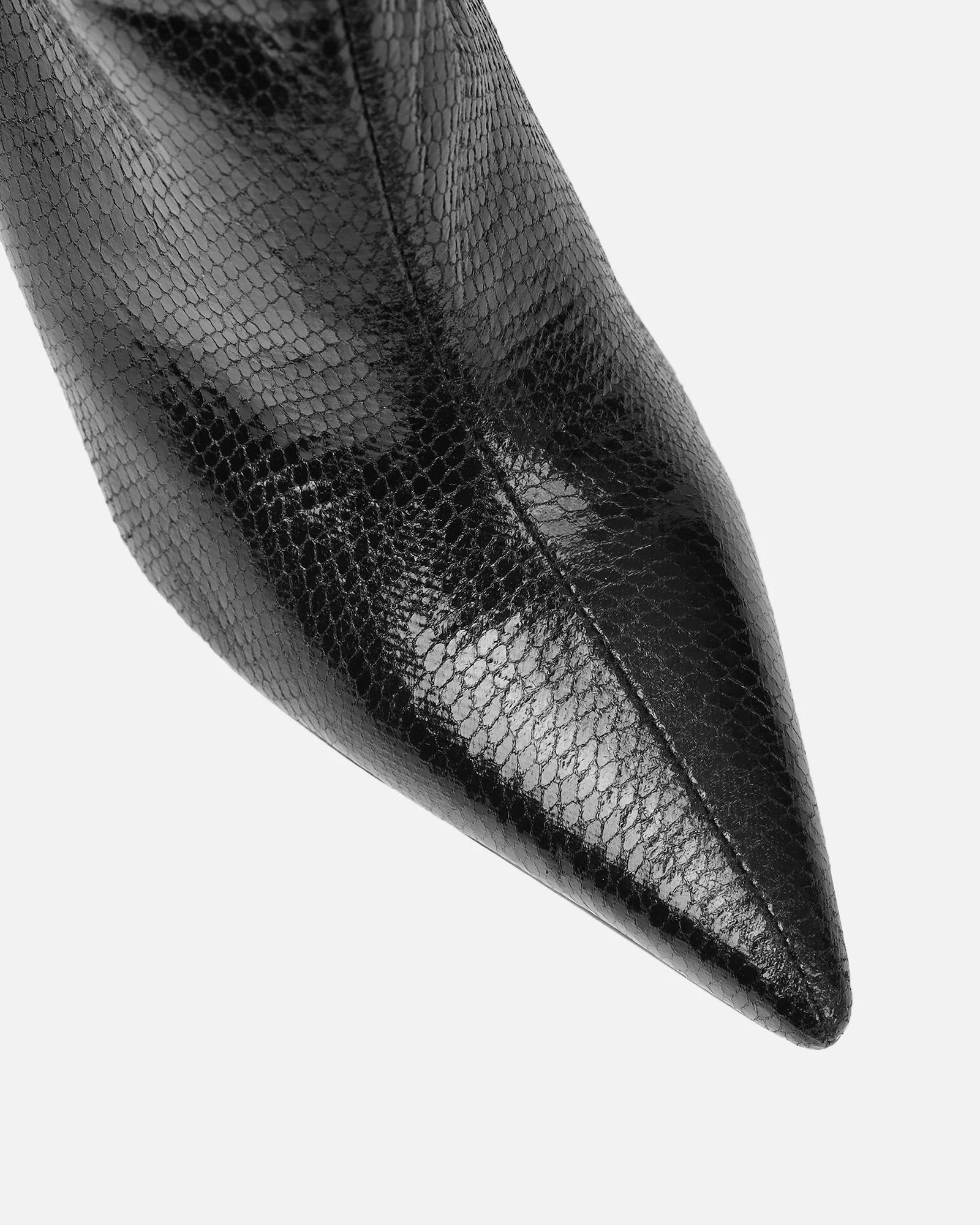 Brette Black Snake Effect Ruched Heeled Boots - Image 4