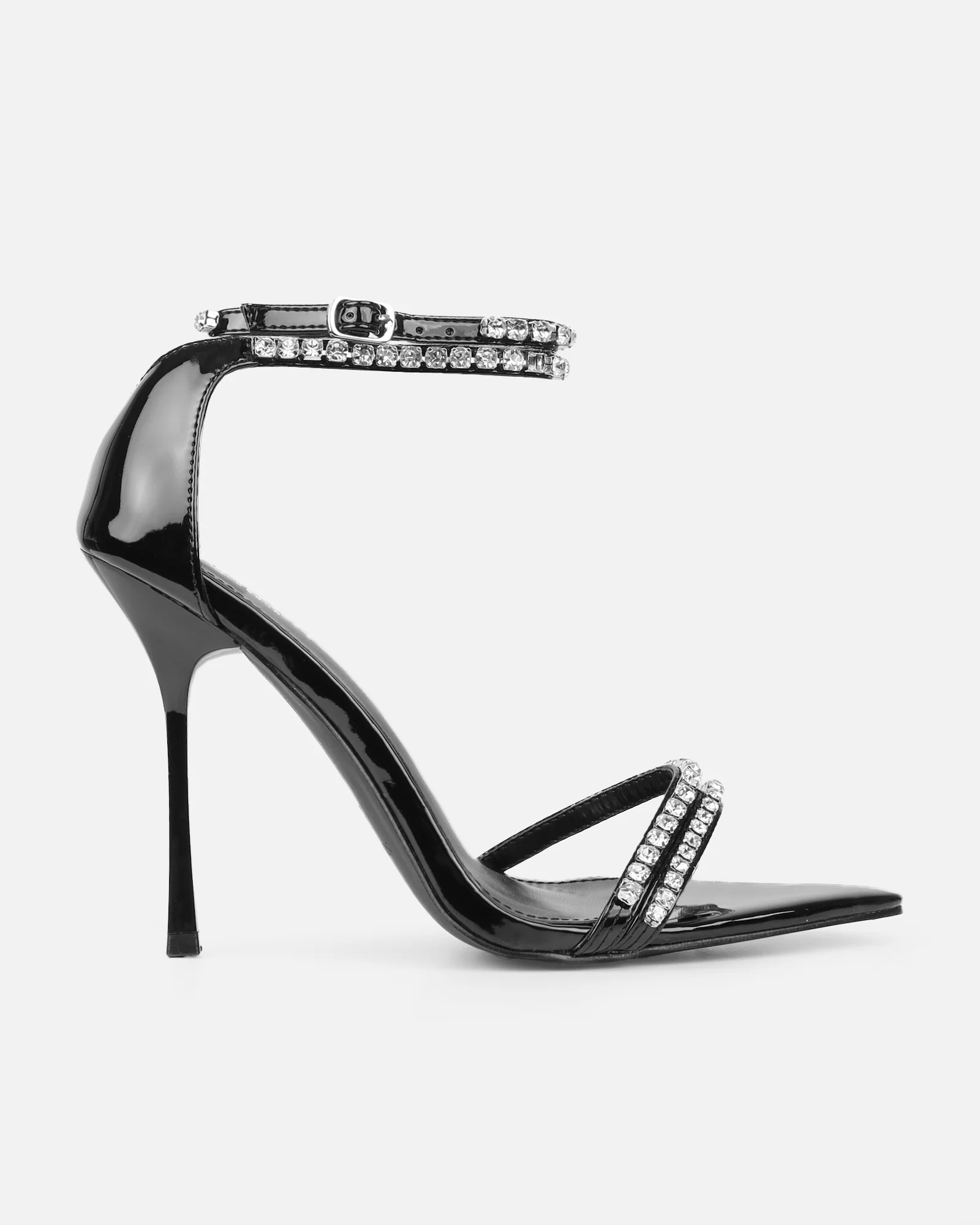Brielle Black Patent Diamante Heeled Sandals - Image 2