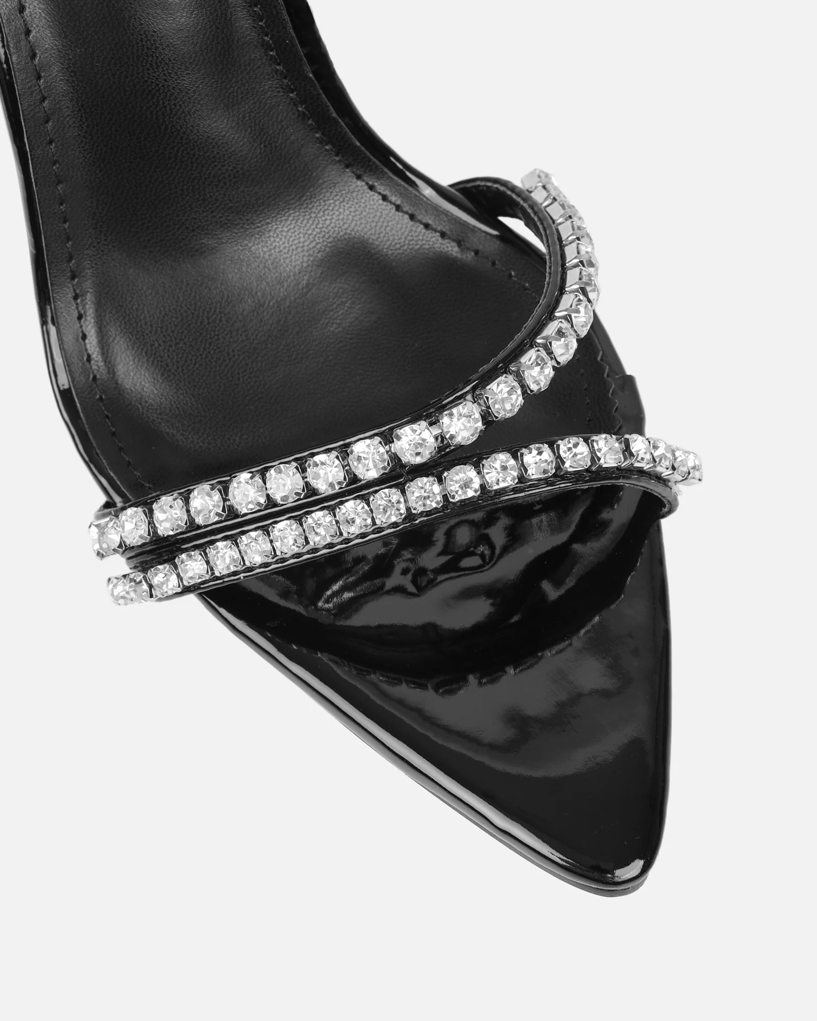Brielle Black Patent Diamante Heeled Sandals - Image 4