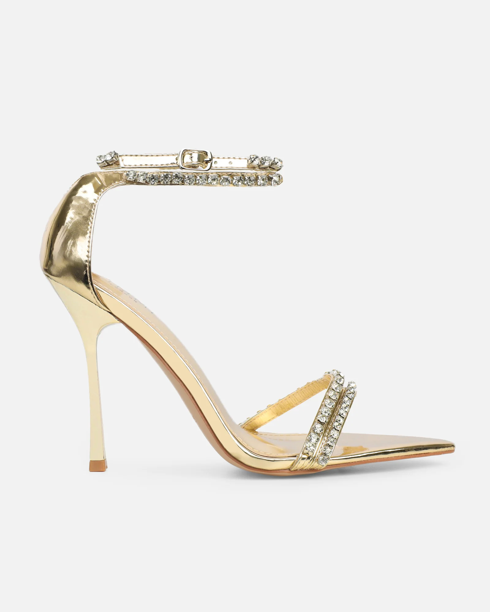Brielle Gold Mirror Diamante Heeled Sandals - Image 2