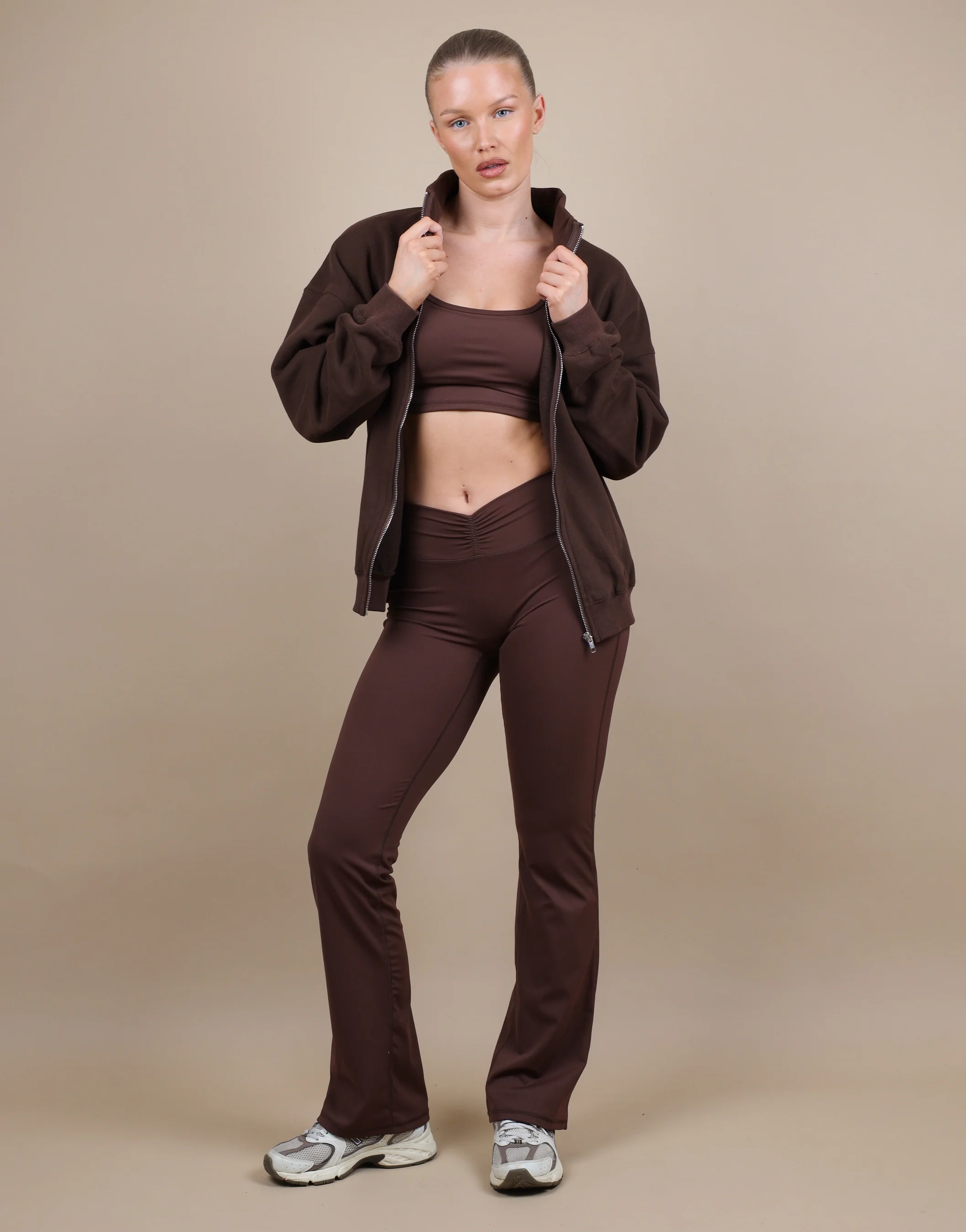 Bronte Simmi Studios Zip Through Funnel Neck Sweatshirt In Brown - Image 5