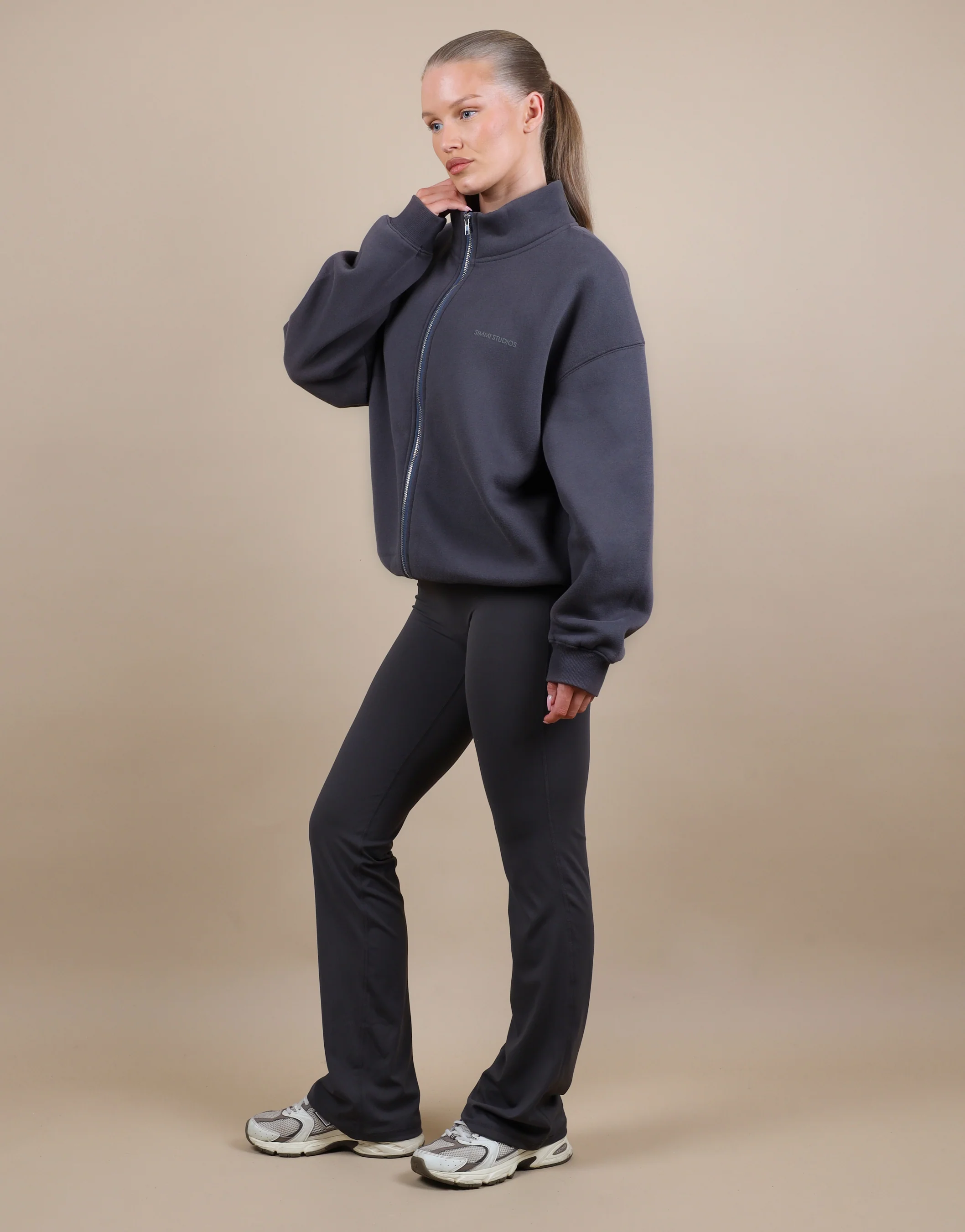 Bronte Simmi Studios Zip Through Funnel Neck Sweatshirt In Slate - Image 3