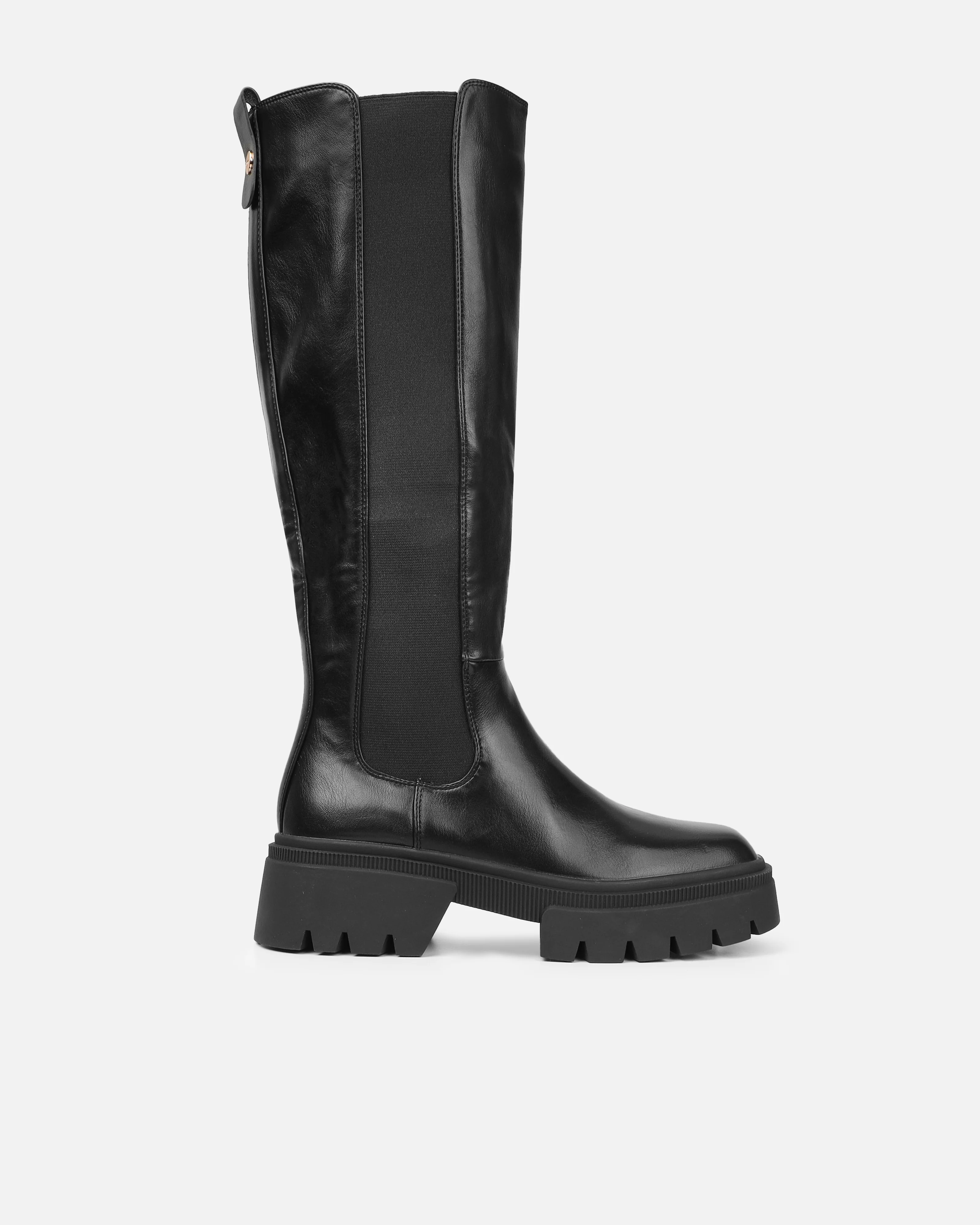 Brookes Black Knee High Chunky Boots - Image 2