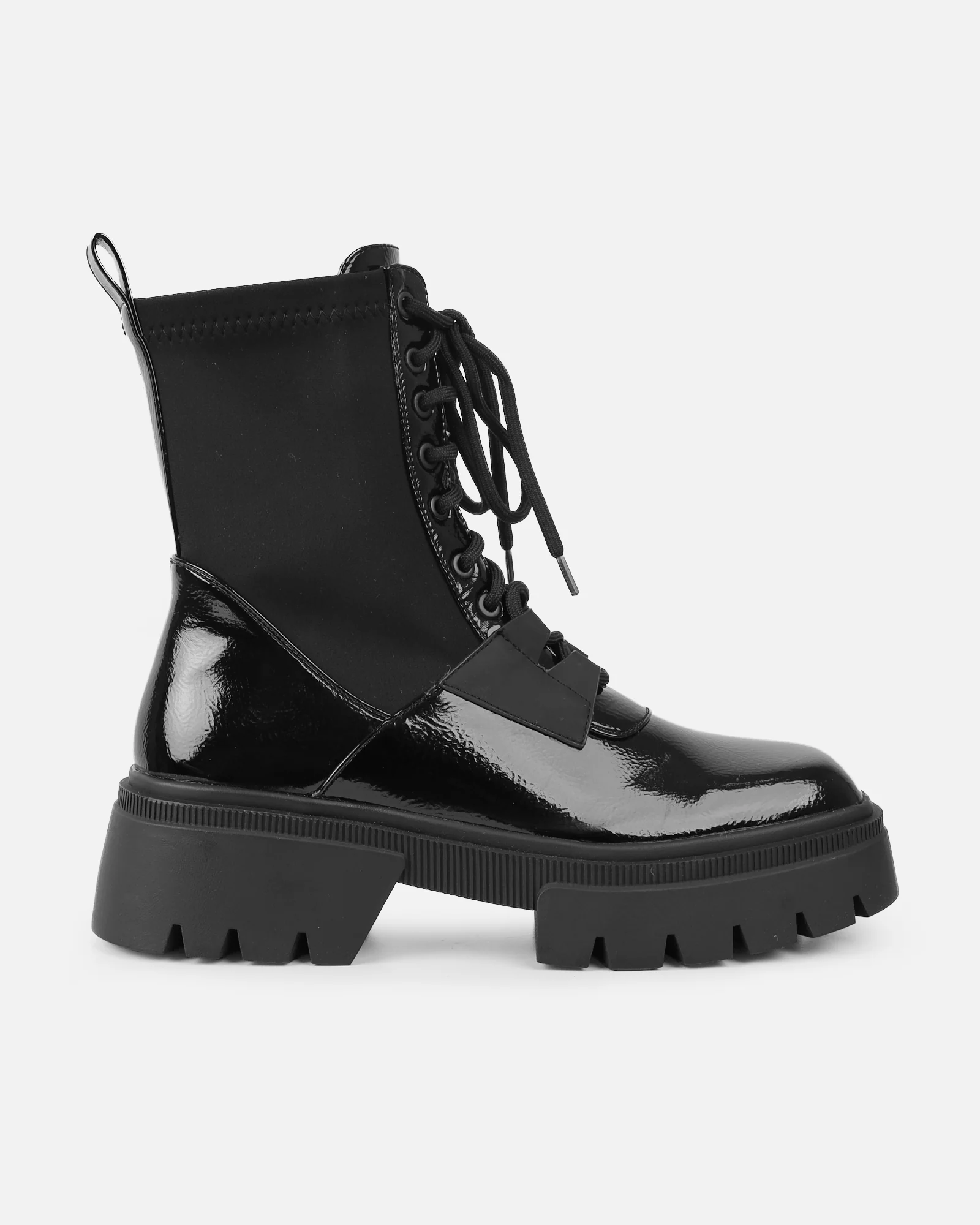 Camden Black Chunky Lace Detail Boots - Image 2