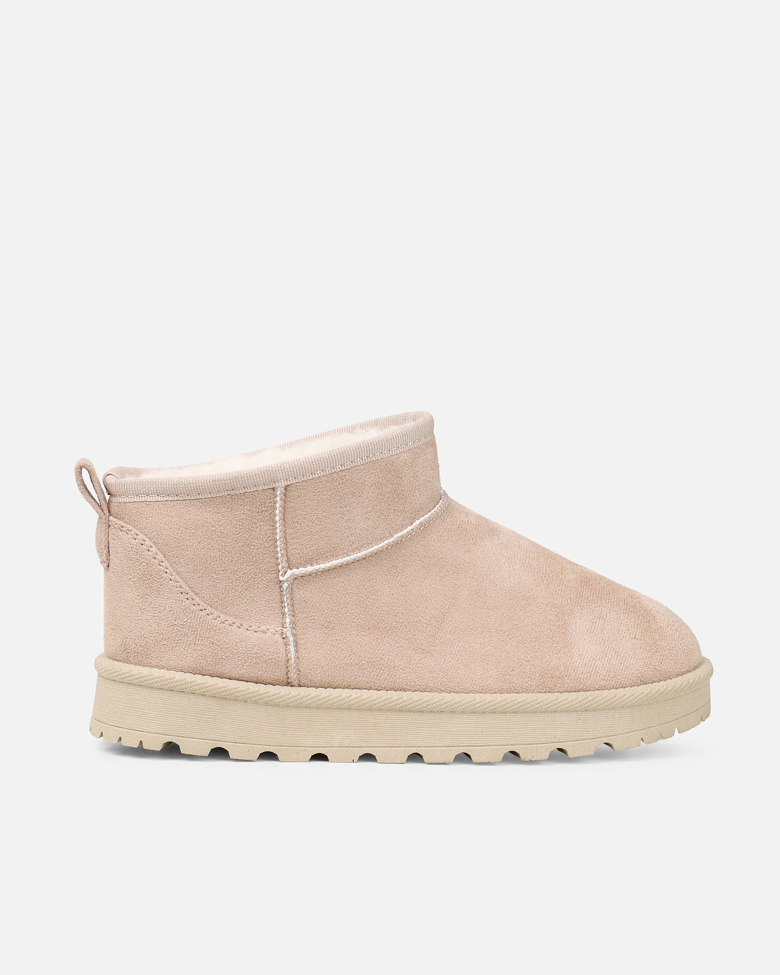 Cari Beige Faux Suede Ultra Low Boots - Image 2