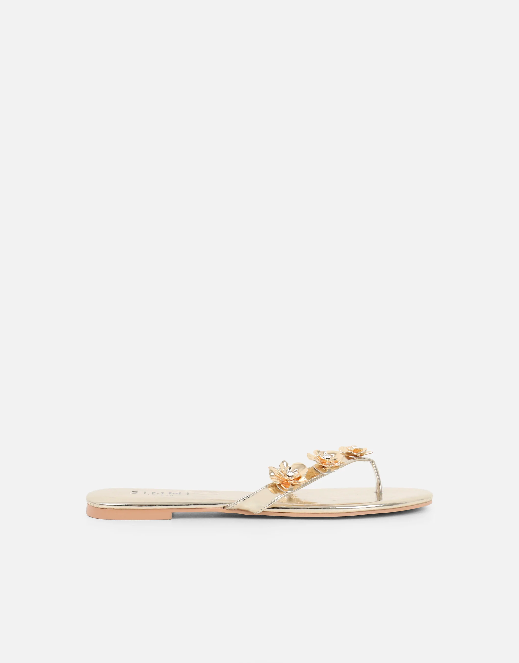 Carissa Gold Mirror Embellished Flat Sandals - Image 2
