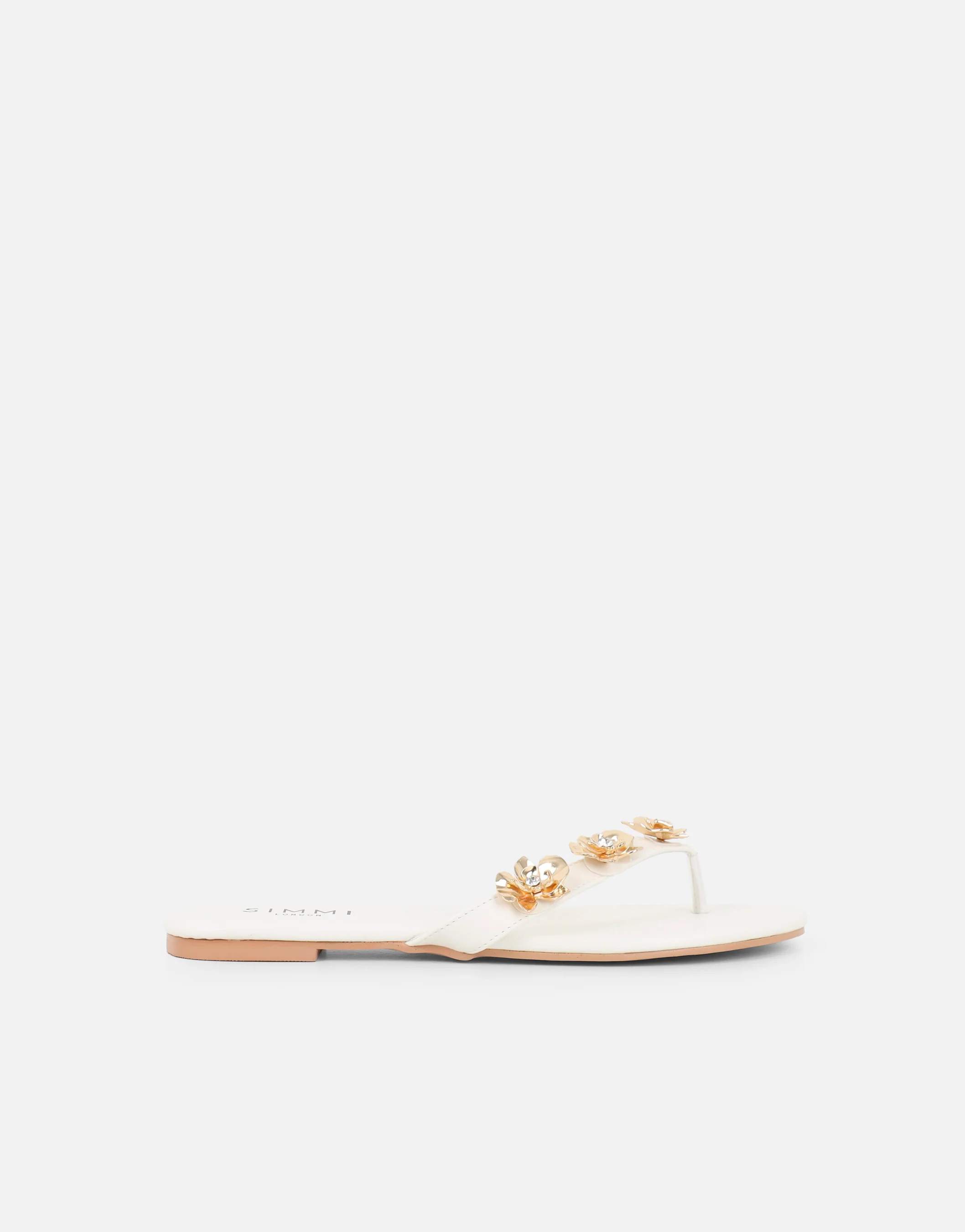 Carissa White Embellished Flat Sandals - Image 2