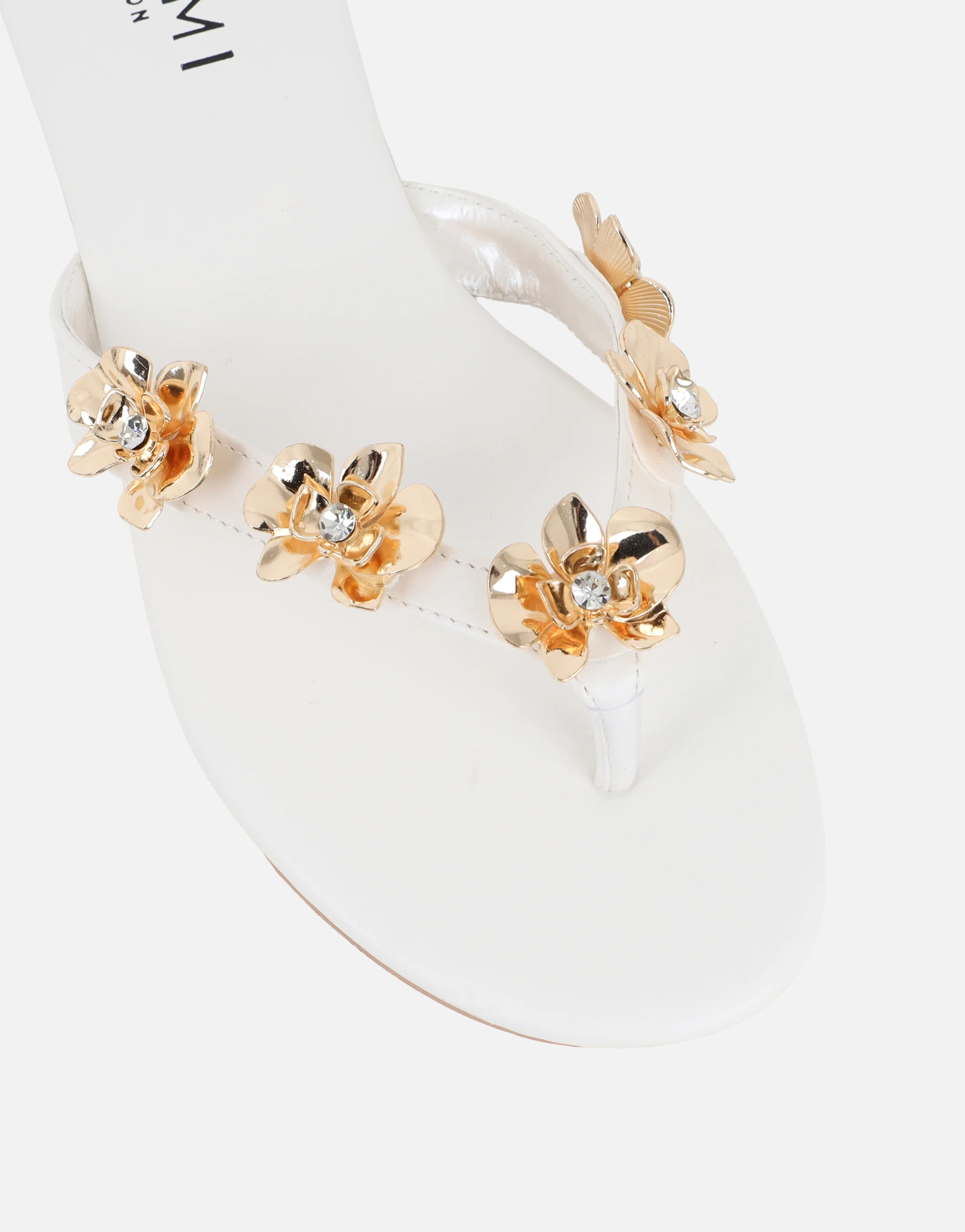 Carissa White Embellished Flat Sandals - Image 4