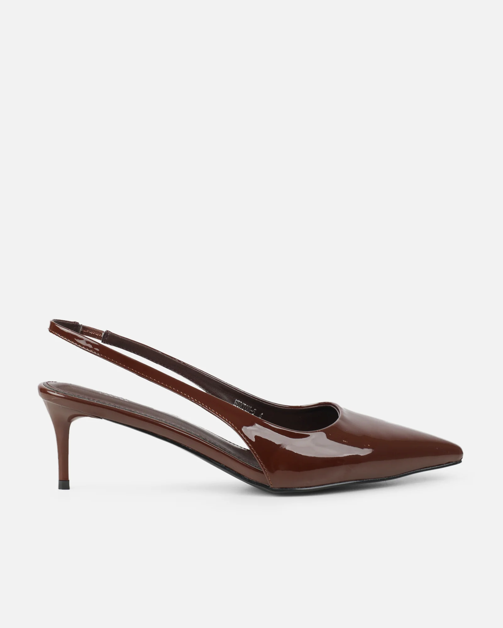 Cecily Chocolate Brown Patent Low Sling Back Court Shoes - Image 2