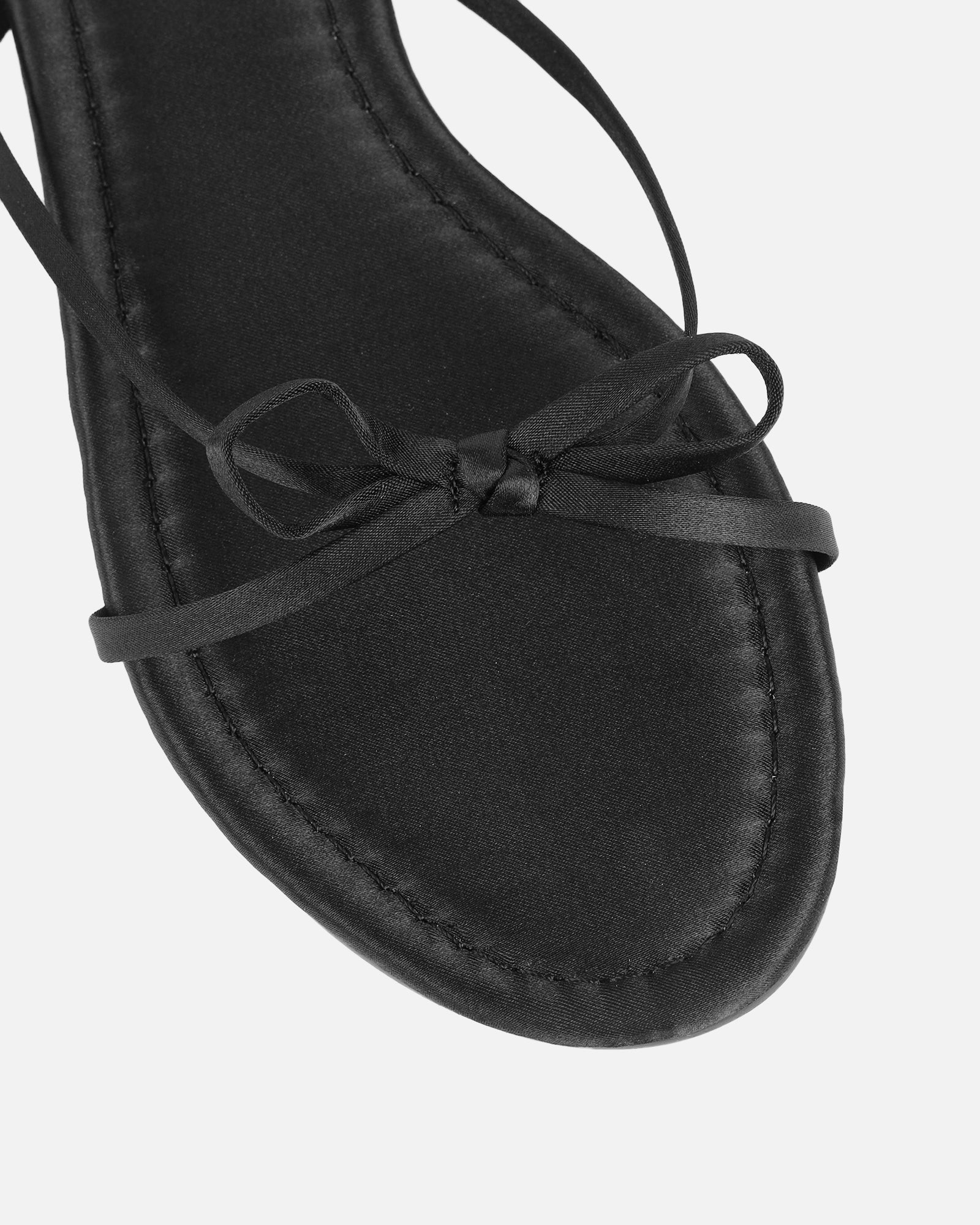 Char Black Satin Bow Sandals - Image 4