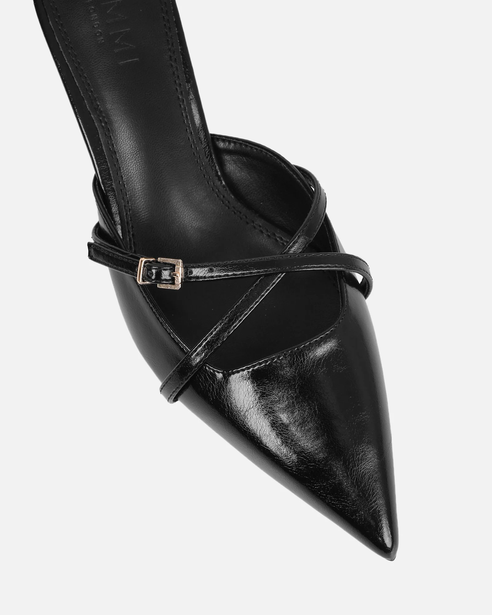 Char black low heel buckle mules - Image 4