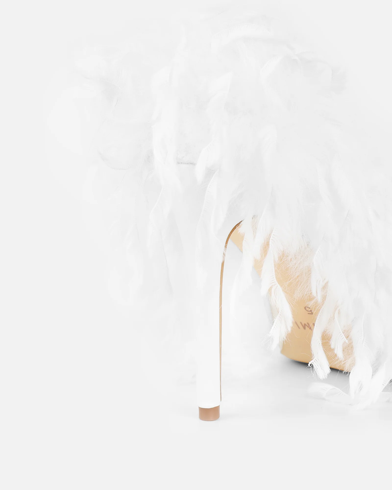 Charlee White Faux Feathered Court Shoes - Image 3