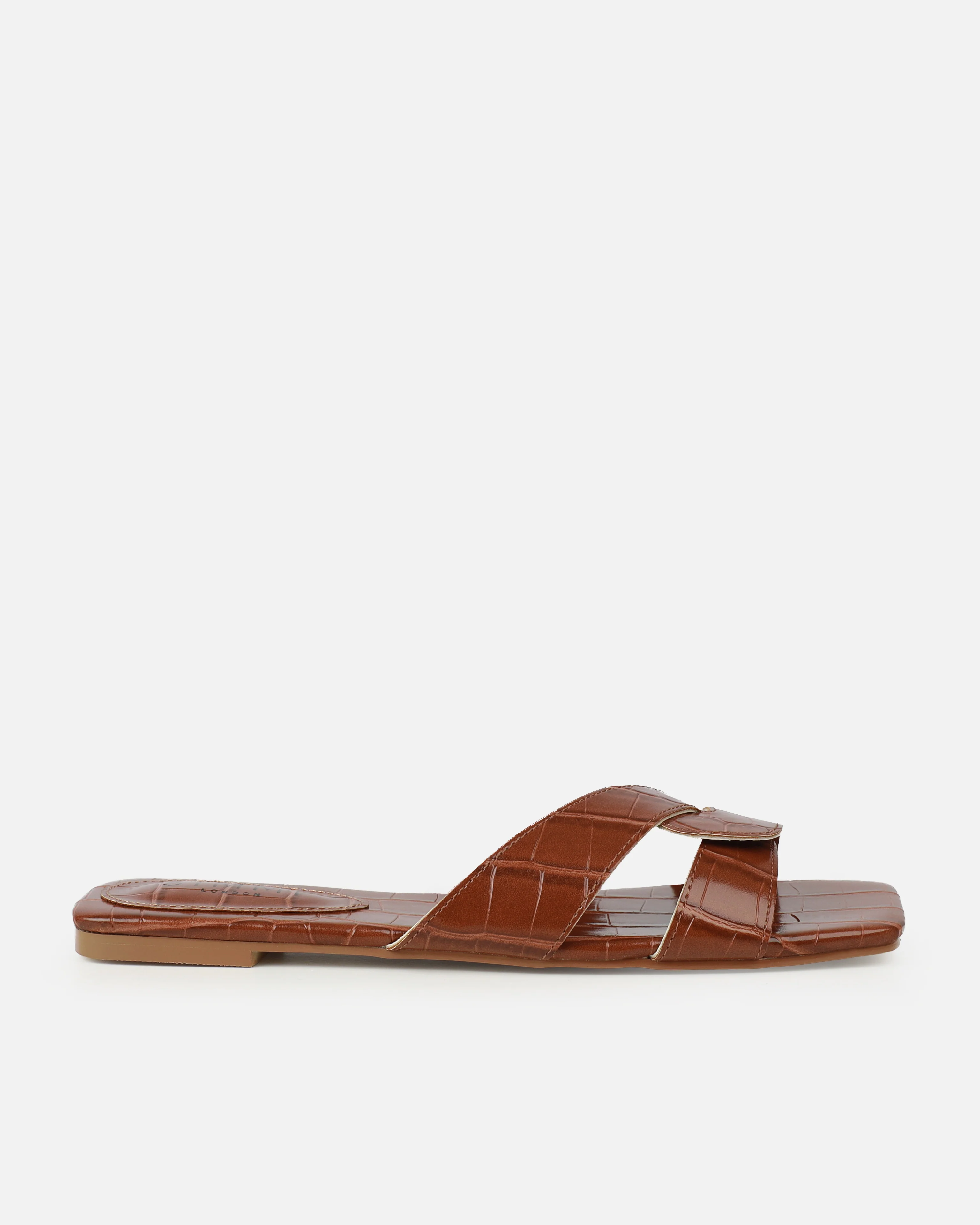 Cherie Tan Faux Croc Print Flat Sandals - Image 2