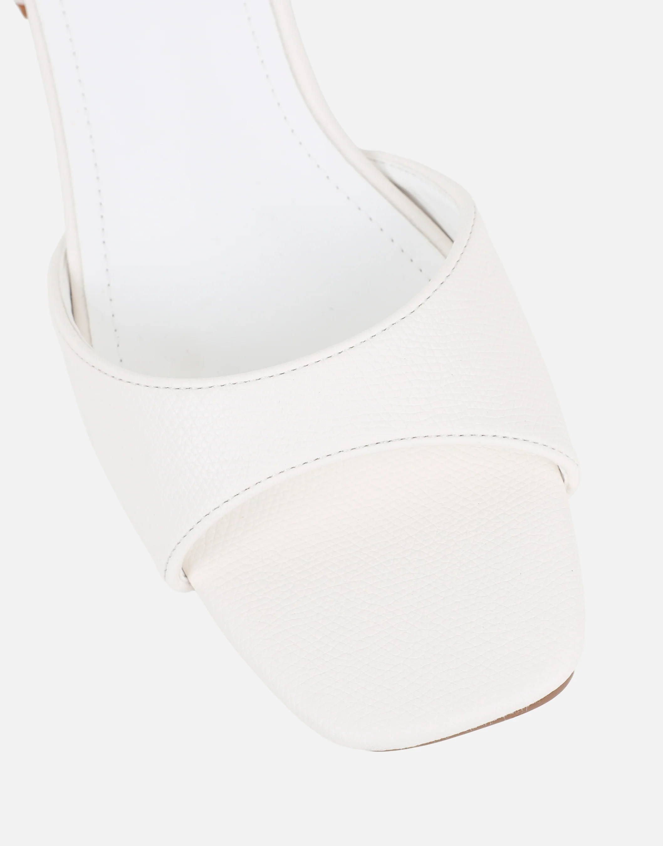 Claire White Block Heel Mules - Image 4