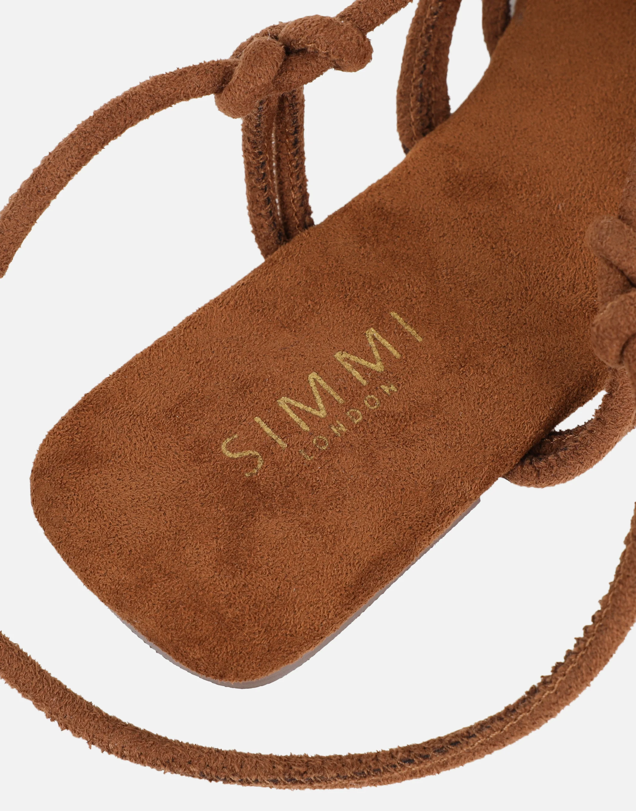 Clea Tan Suede Rope Tie Up Sandals - Image 3