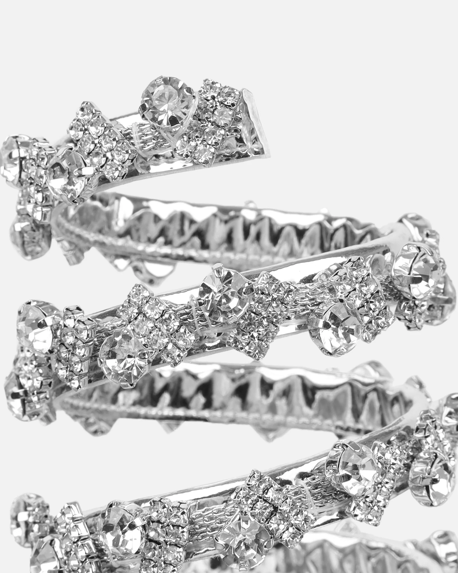 Cosmic Silver Mirror Diamante Spiral Sandals - Image 3