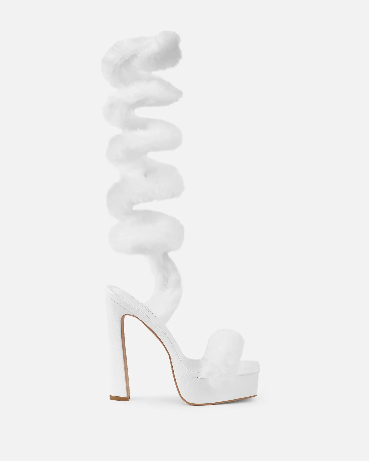 Curly White Snake Faux Fur Platform Sandals - Image 2