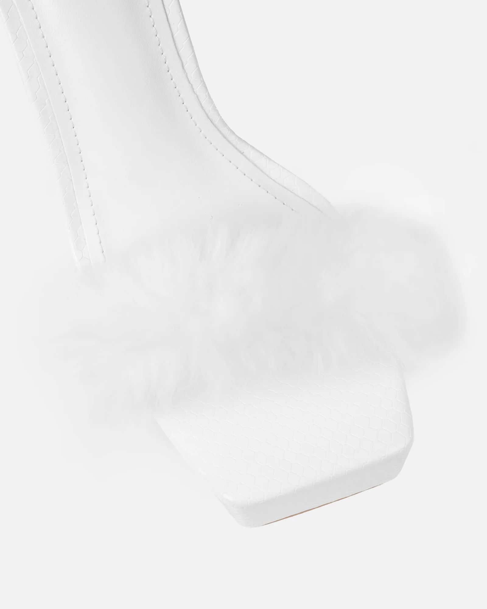 Curly White Snake Faux Fur Platform Sandals - Image 4