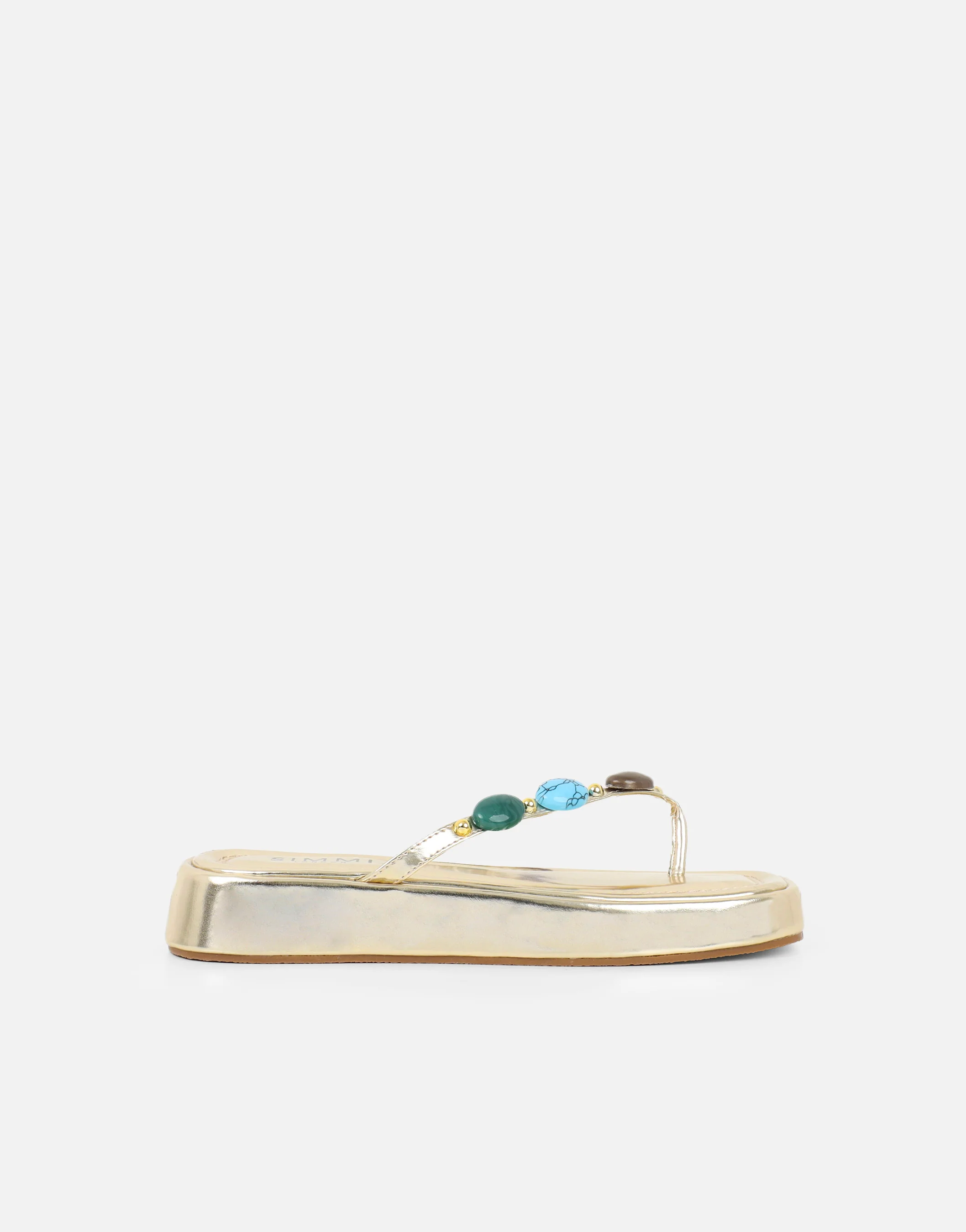 Daisy Gold Metallic Embellished Flatform Sandals - Image 2