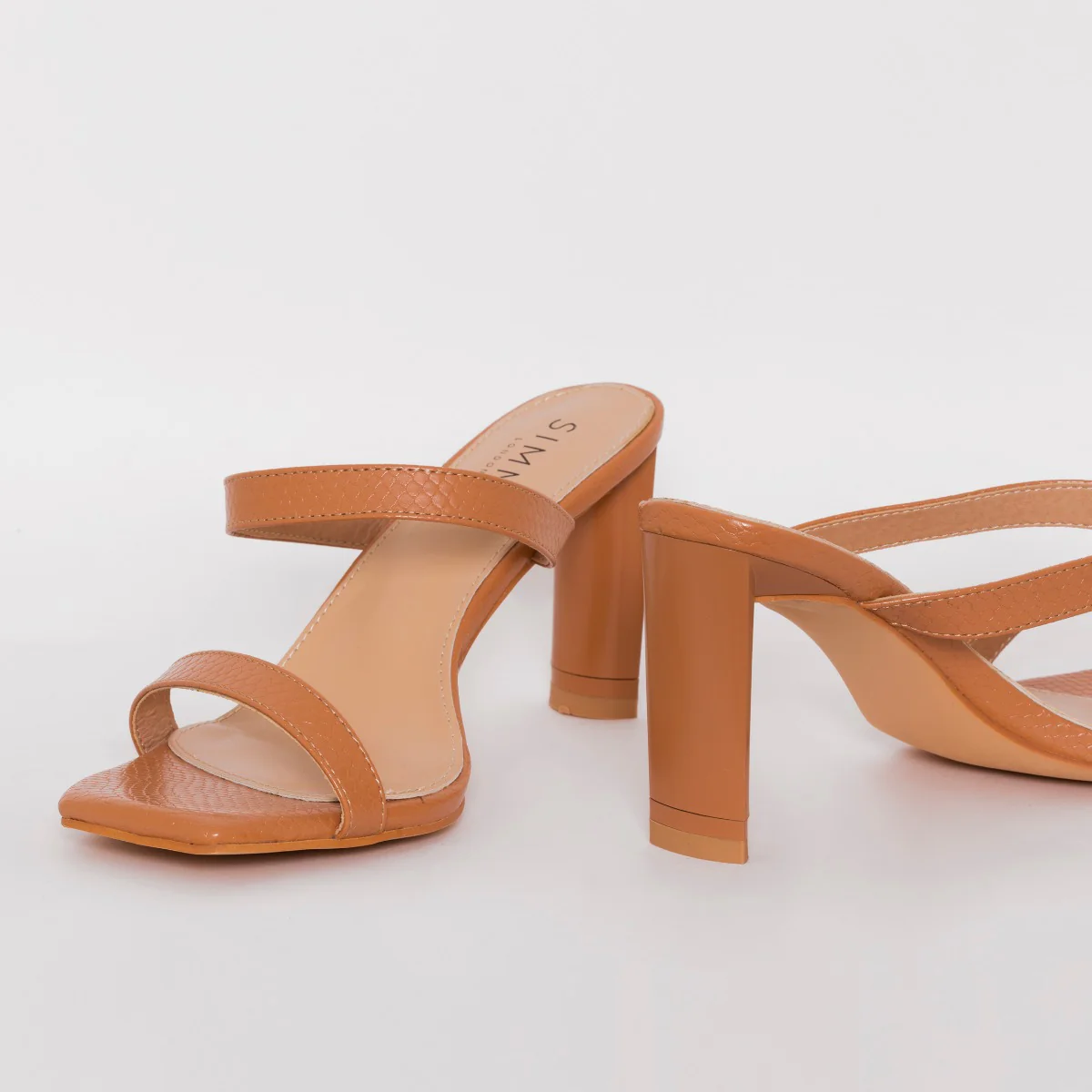 Dalla Wide Fit Nude Snake Print Mid Heel Mules - Image 4