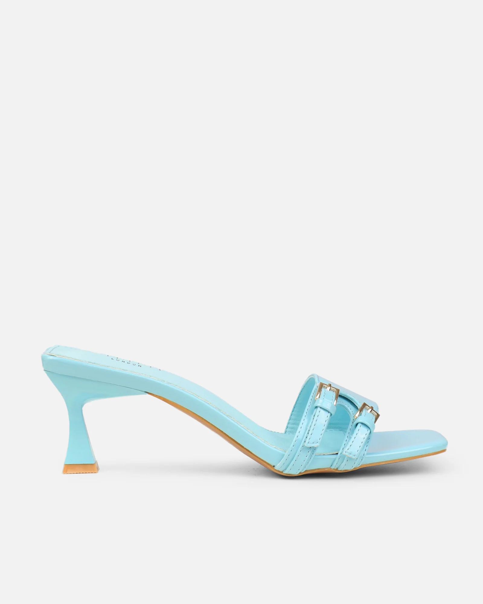 Dallyn Blue Patent Mule Heeled Sandals - Image 2