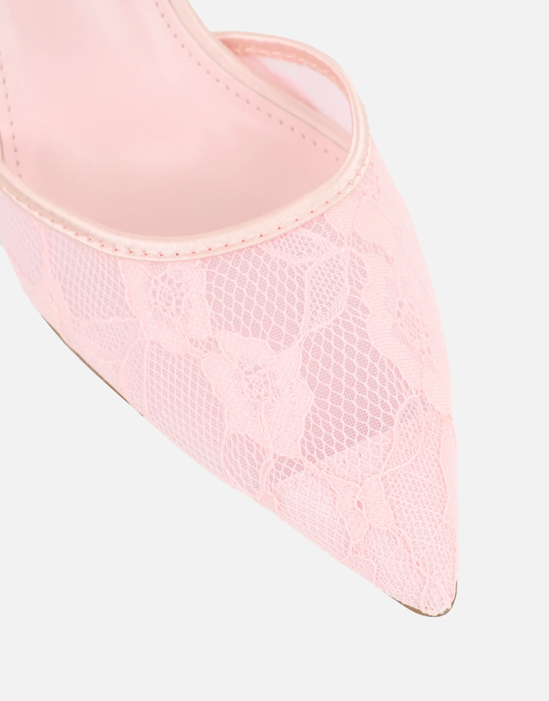 Deena Blush Lace Court Shoes - Image 4