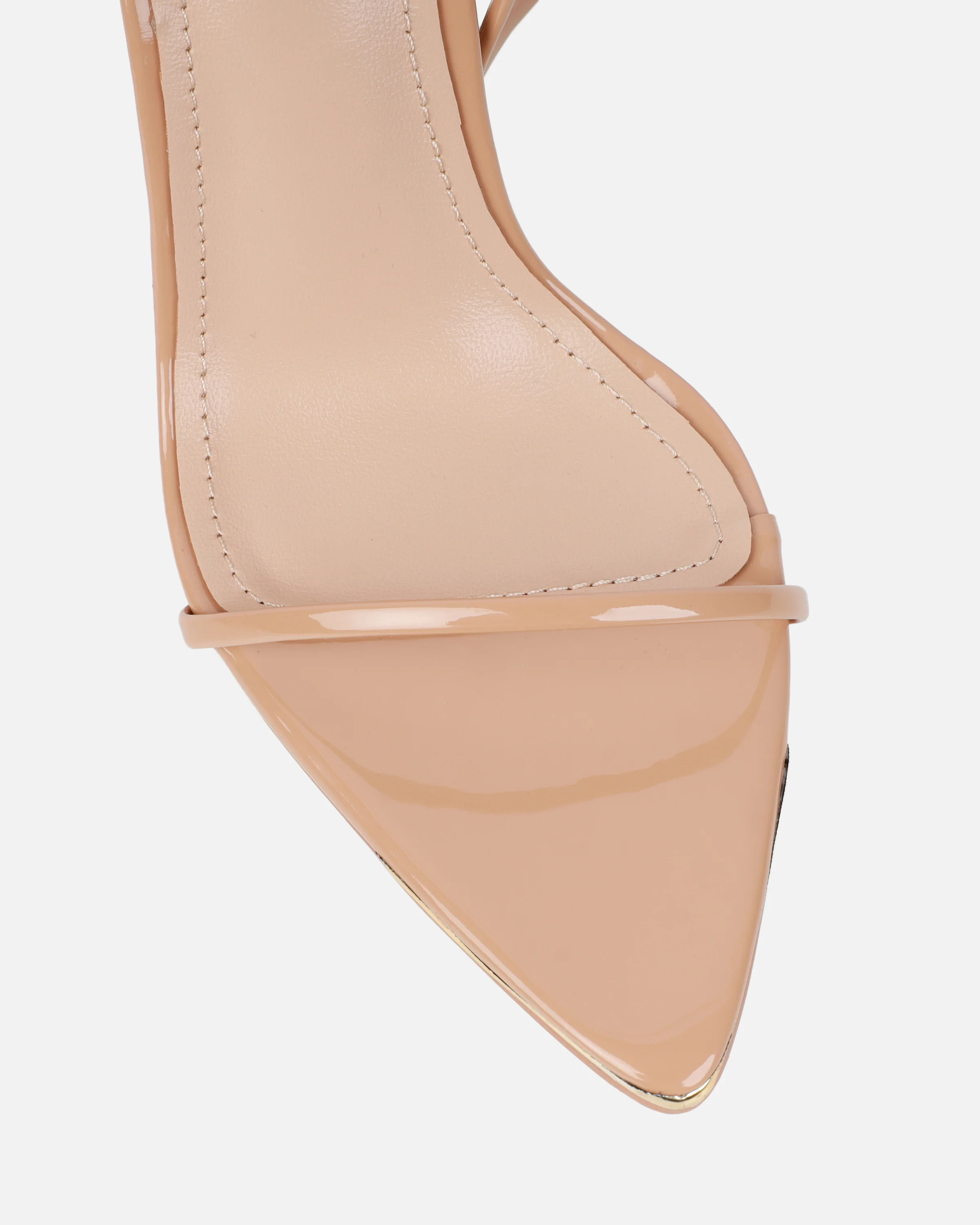 Delilahh Nude Patent Tie Up stiletto Sandals - Image 4