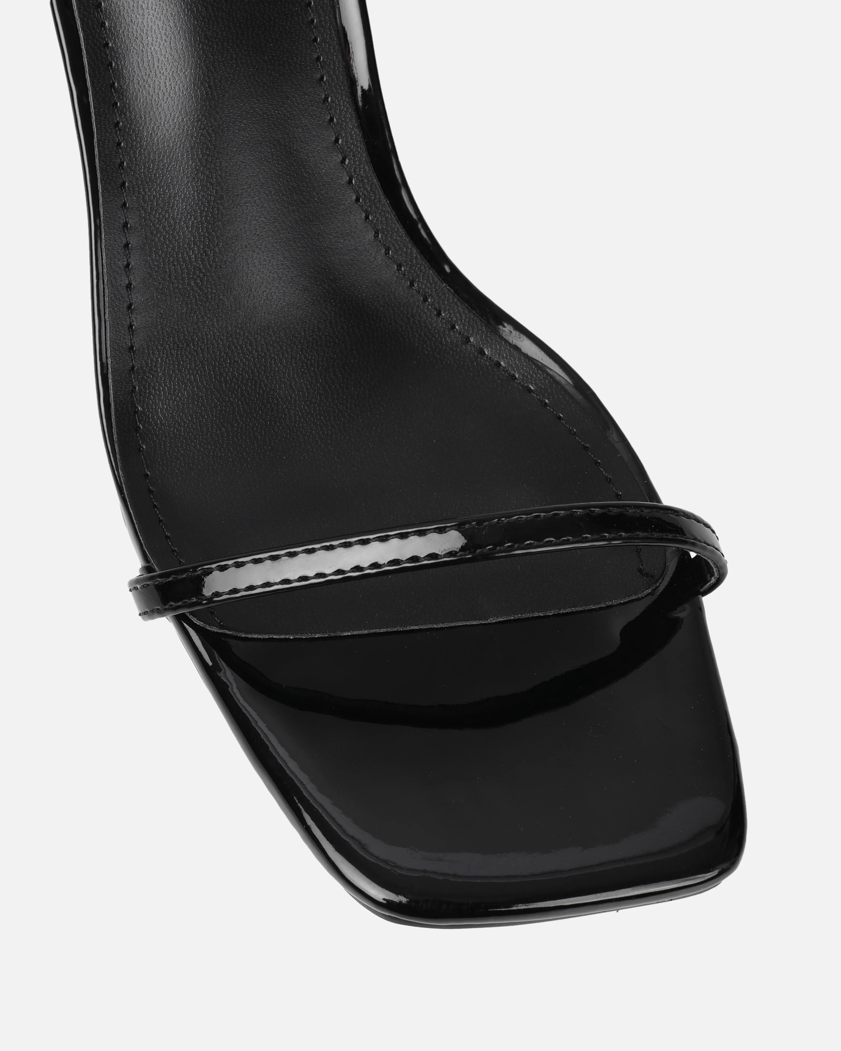Devon Black Patent Low Heeled Sandals - Image 4