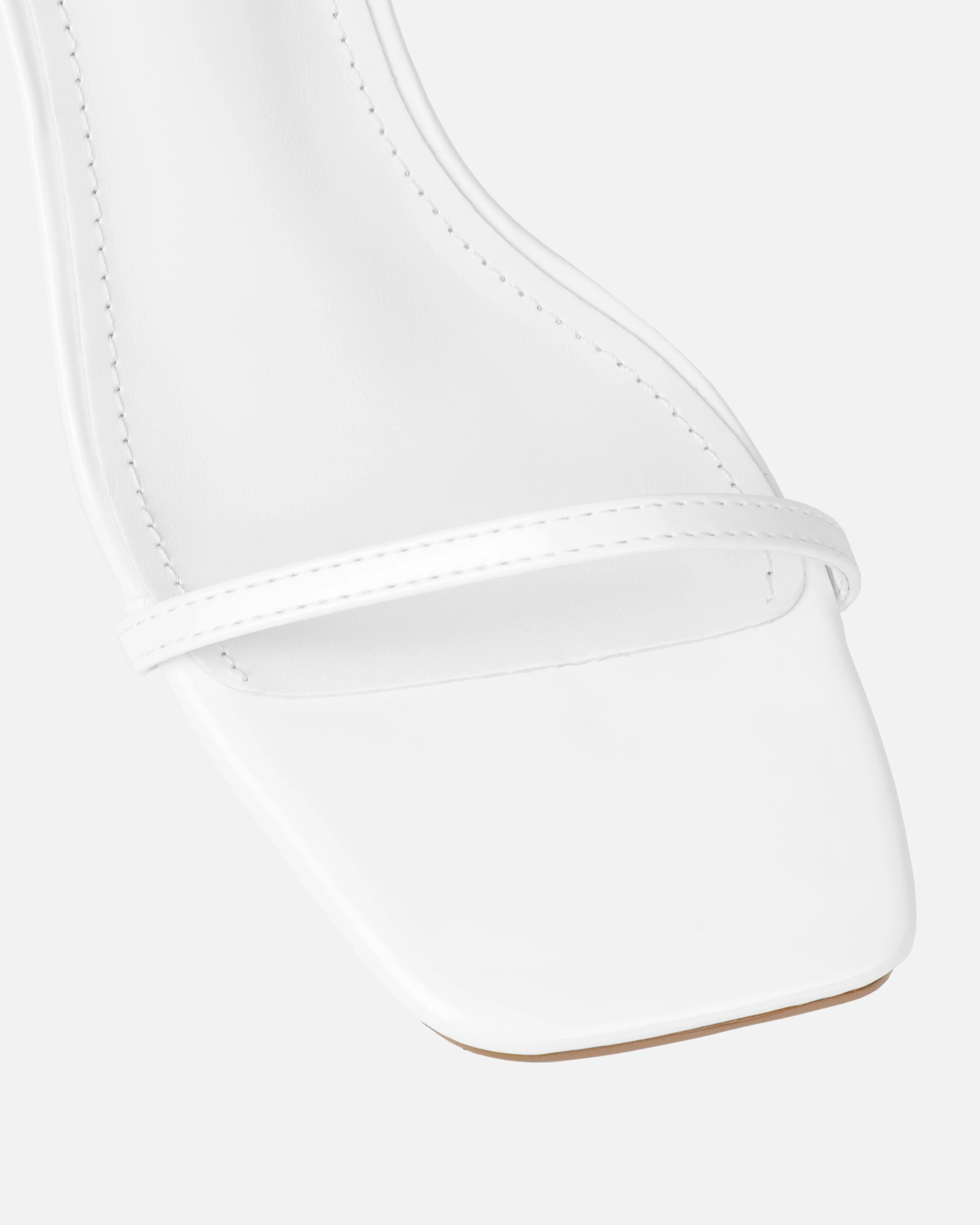Devon White Patent Low Heeled Sandals - Image 4