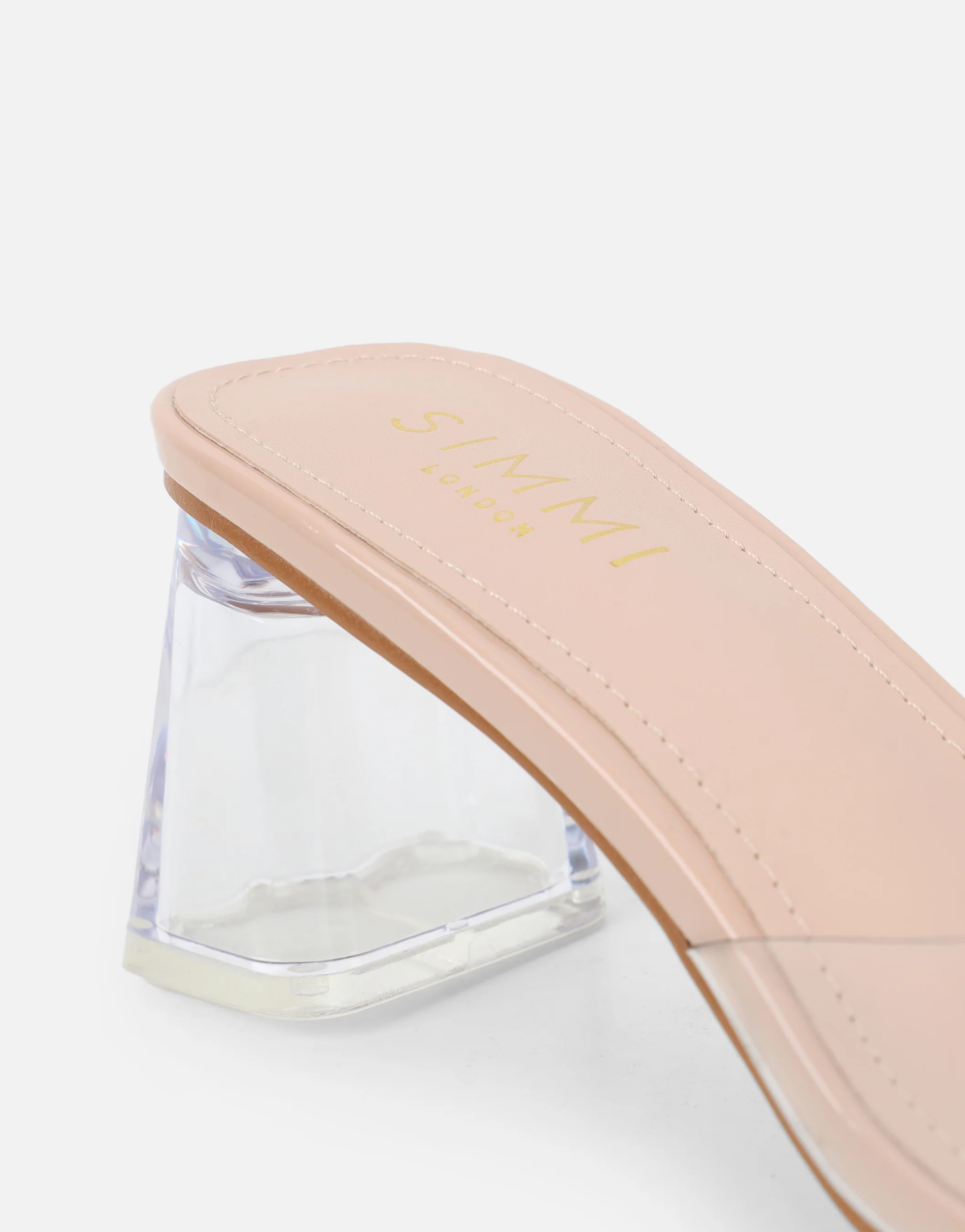 Dina Nude Low Clear Block Heeled Mules - Image 3