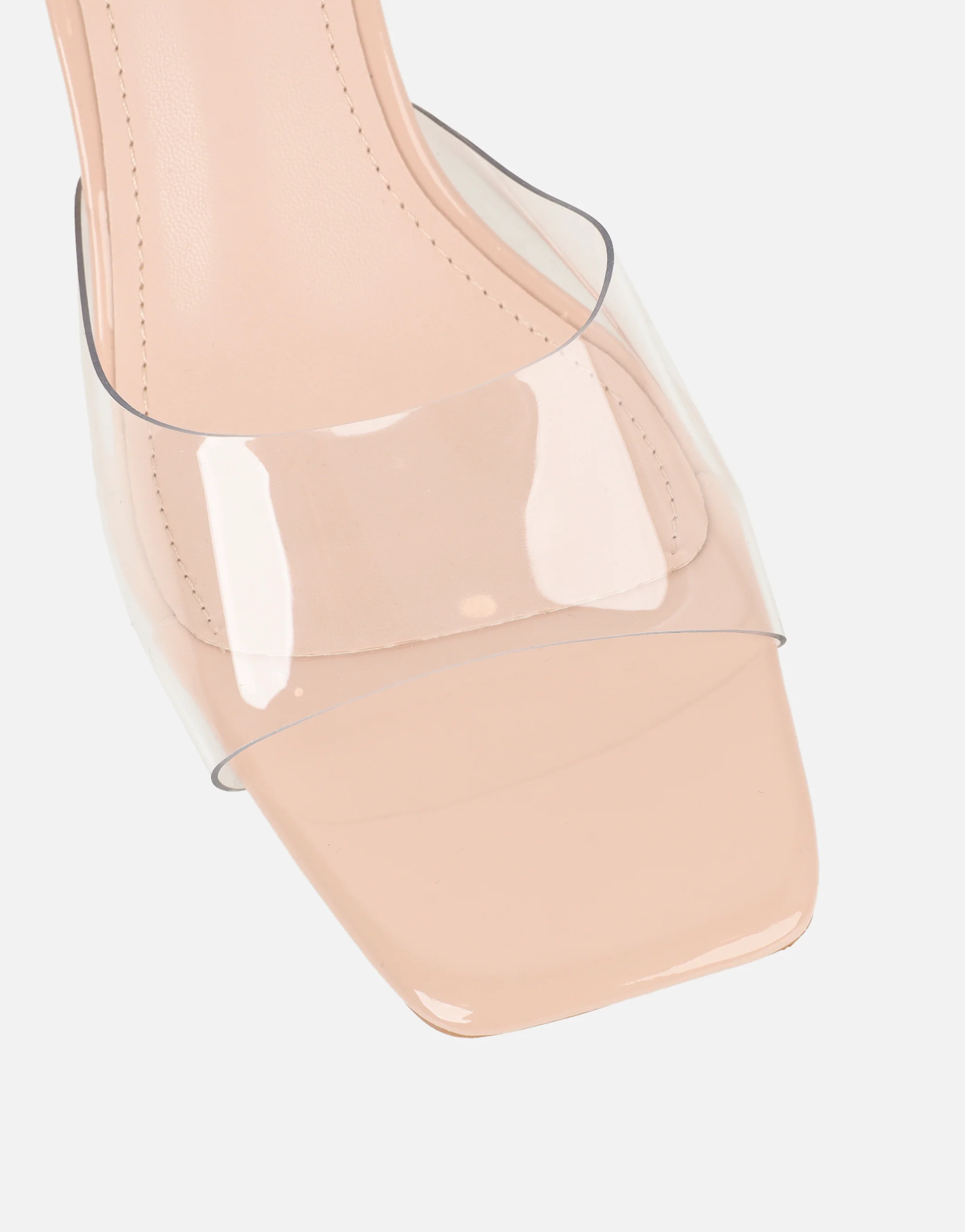 Dina Nude Low Clear Block Heeled Mules - Image 4