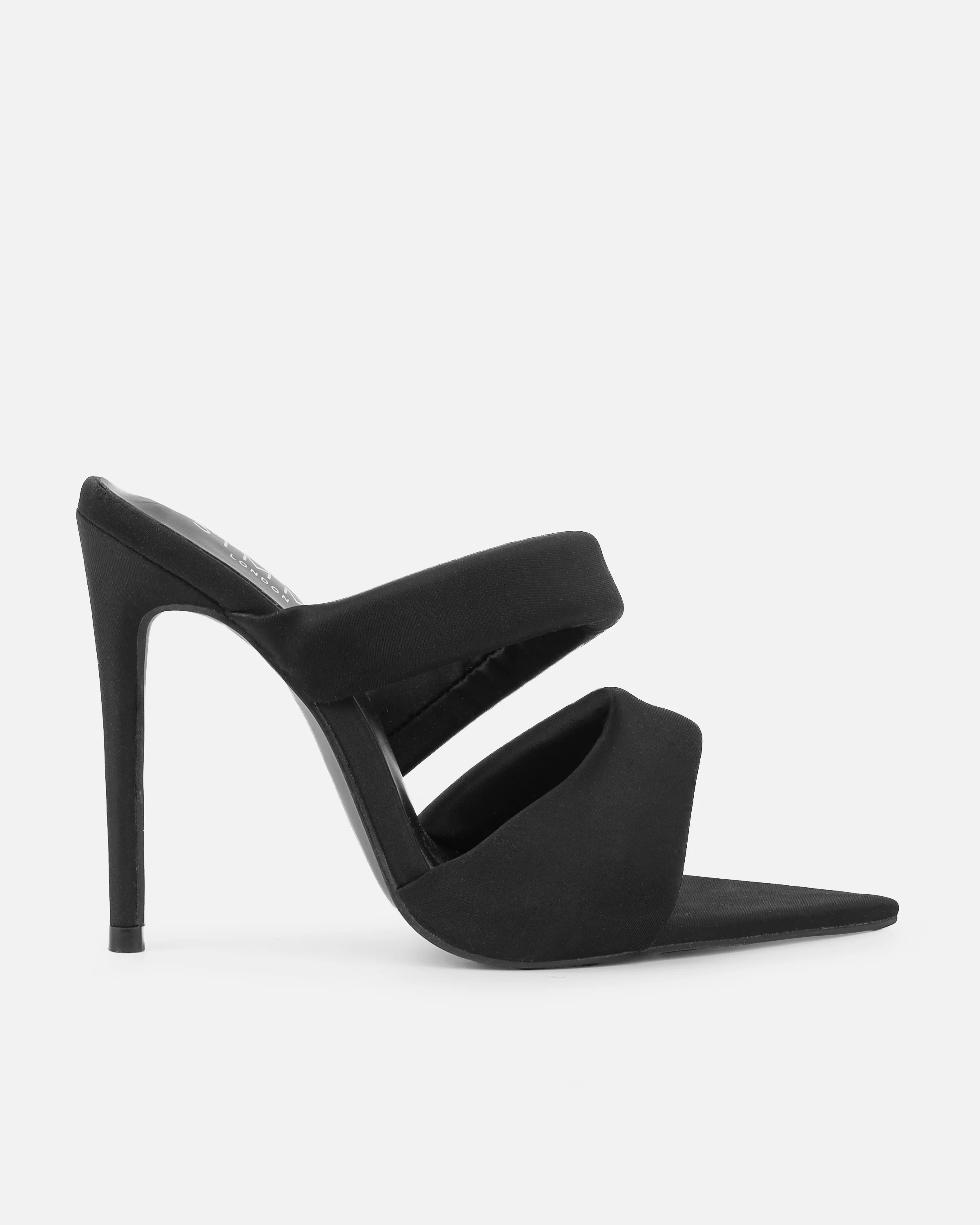 Dio Black Lycra Pointed Toe Heeled Sandals - Image 2
