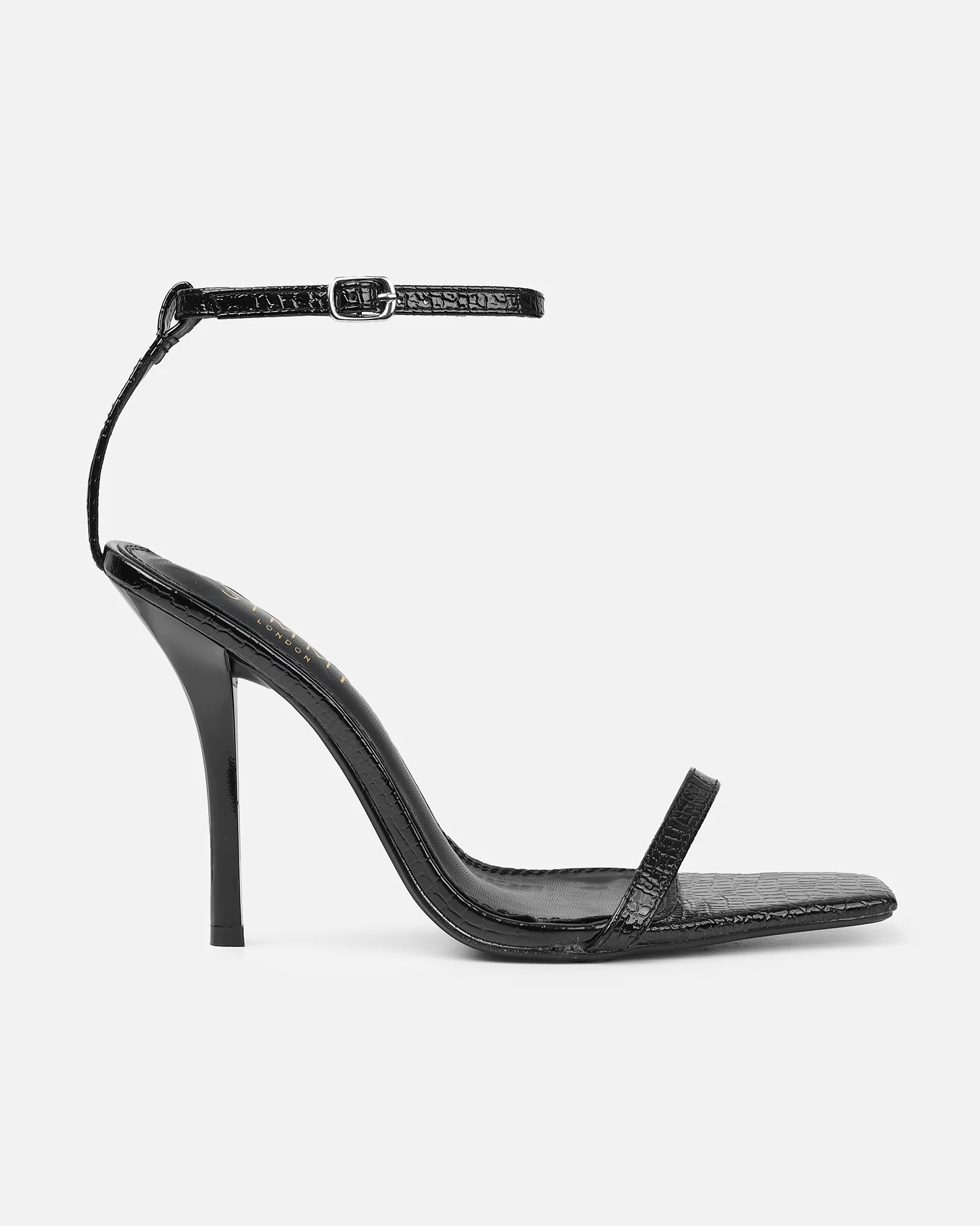 Dosia Black Snake Effect Two Part Sandals - Image 2