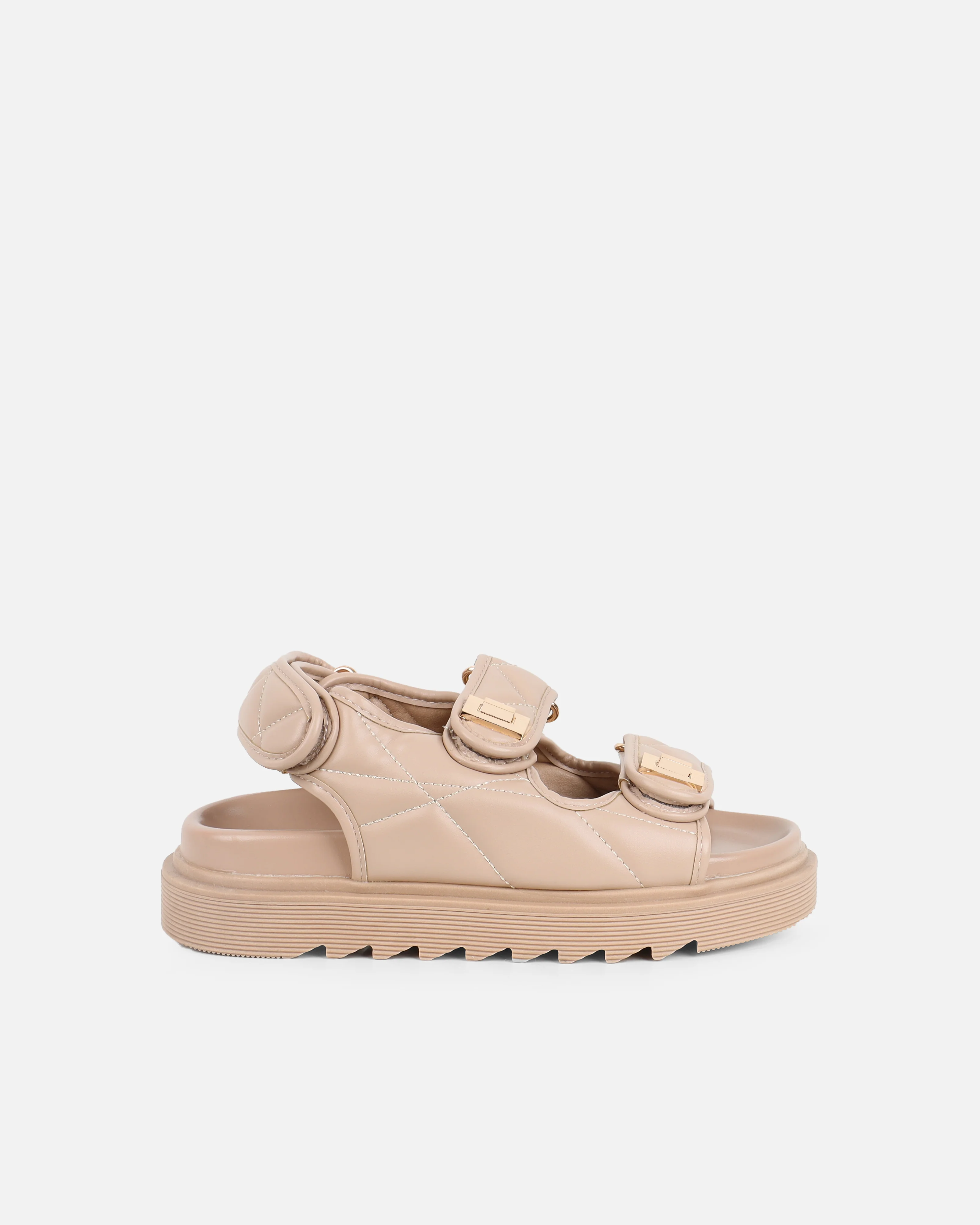 Eboni Nude Chunky Flat Sandals - Image 2